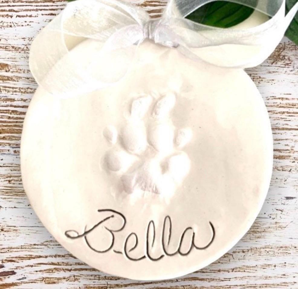 Personalized Ceramic Dog Paw Print Ornament – Custom Pet Keepsake, Small-Medium Dog, view 16