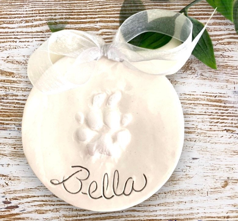 Personalized Ceramic Dog Paw Print Ornament – Custom Pet Keepsake, Small-Medium Dog, view 3