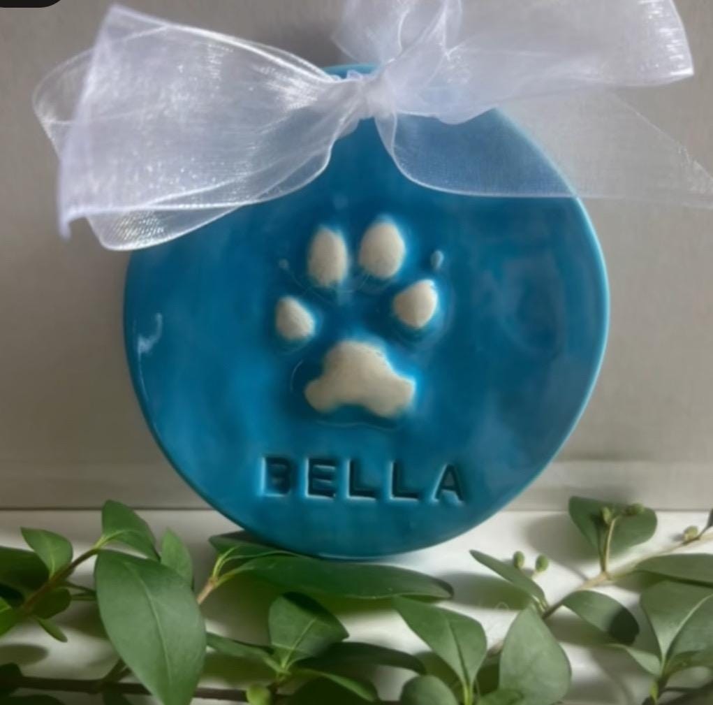 Personalized Ceramic Dog Paw Print Ornament – Custom Pet Keepsake, Small-Medium Dog, view 6
