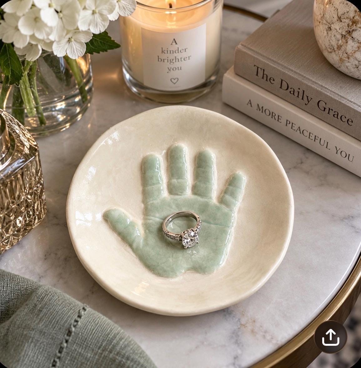 Handprint jewelry Plate, Personalized Baby handprint Jewelry Dish, Mommy jewelry Dish