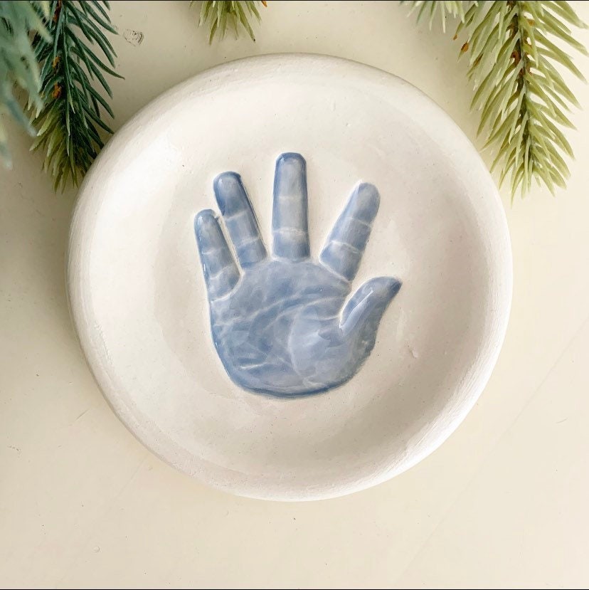 Handprint jewelry Plate, Personalized Baby handprint Jewelry Dish, Mommy jewelry Dish, view 7