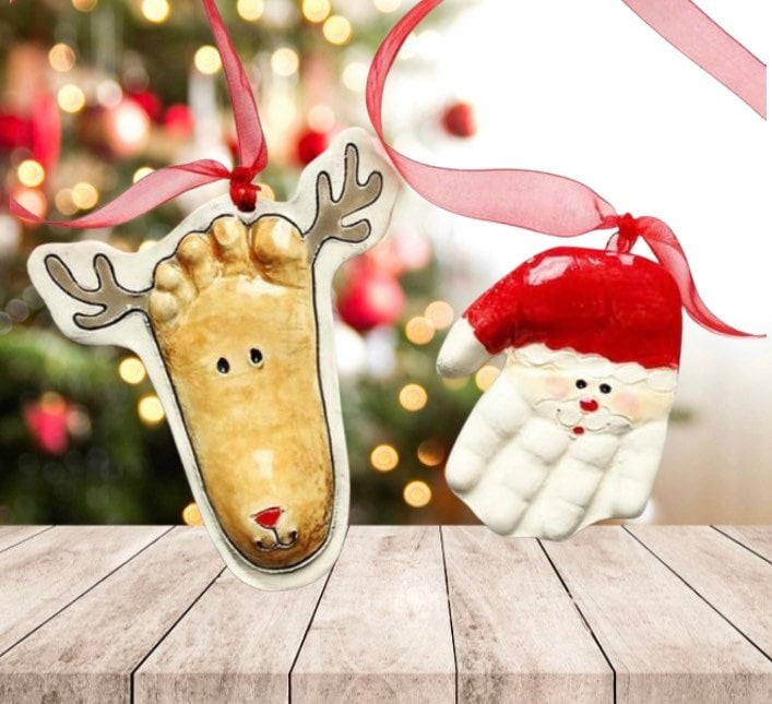Custom Foot Print Ornaments - Personalized Baby Keepsake Ornament - Handprint and Footprint Gift