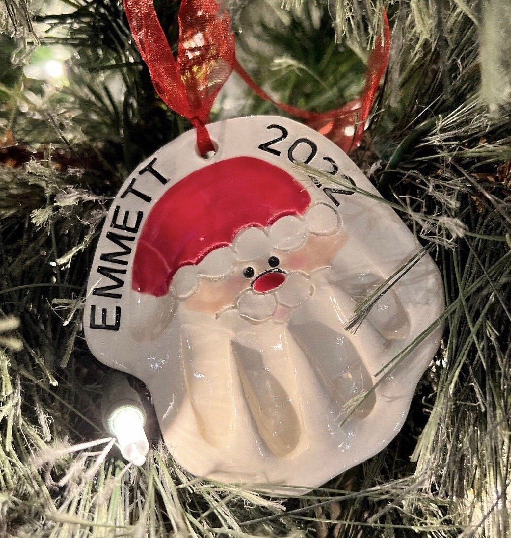 Christmas Handprint Santa Ornament, Custom Baby Ornament, Handprint Mold Kit, view 9