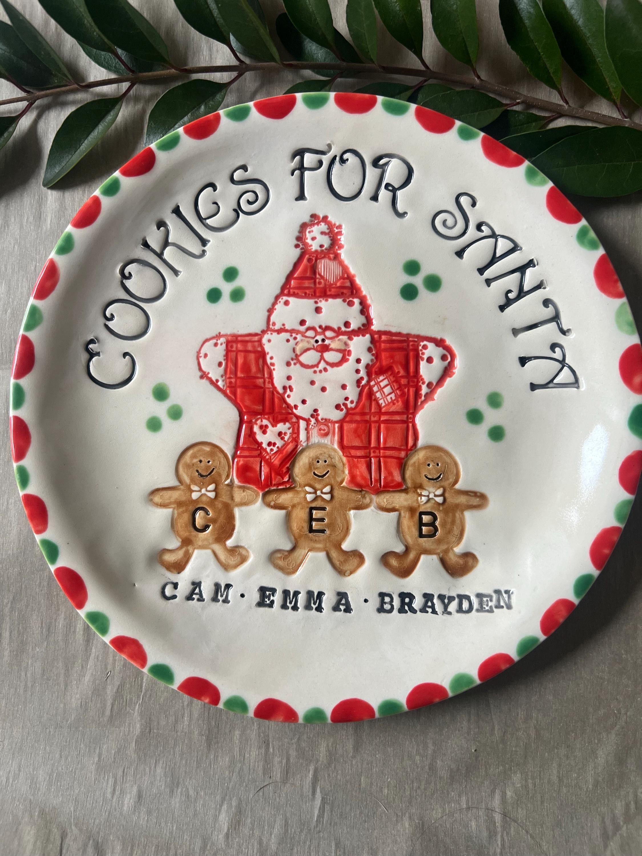 Custom Christmas Cookie Plate for Santa, Personalized Gingerbread Family Keepsake, view 12