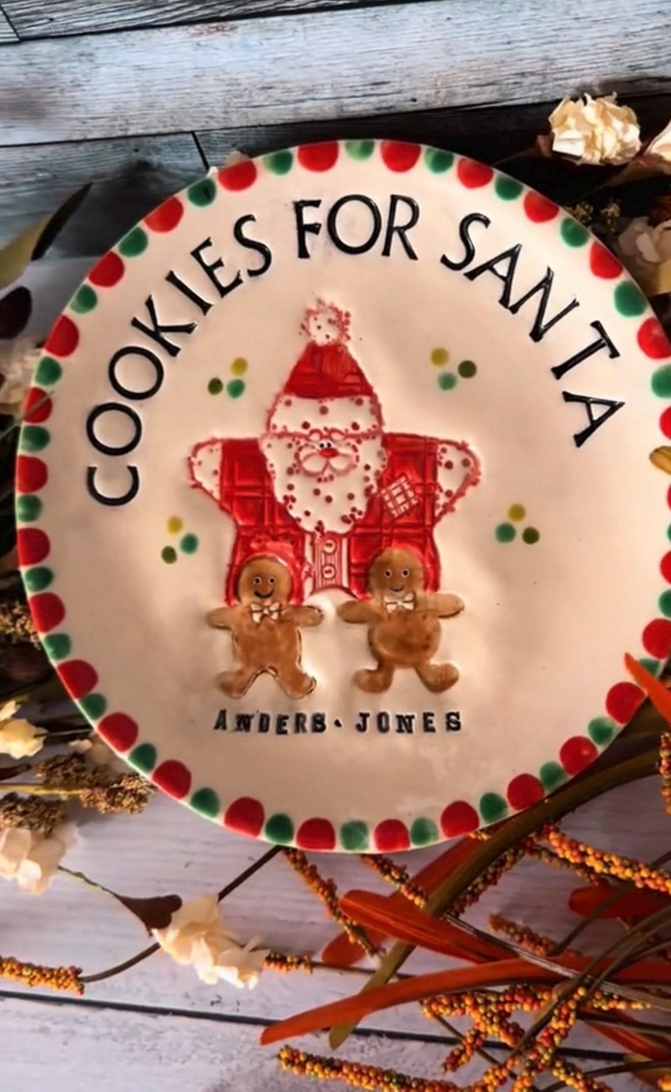 Custom Christmas Cookie Plate for Santa, Personalized Gingerbread Family Keepsake, view 13