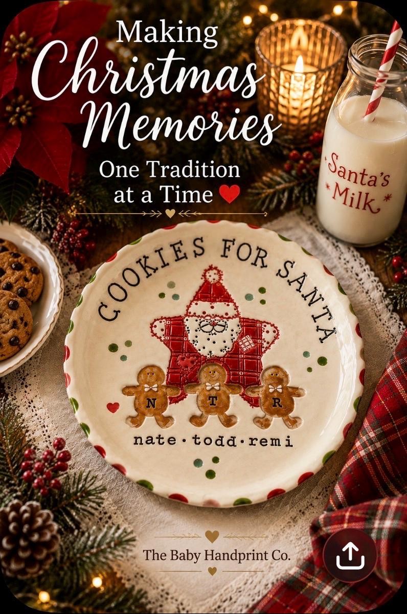 Custom Christmas Cookie Plate for Santa, Personalized Gingerbread Family Keepsake, view 2