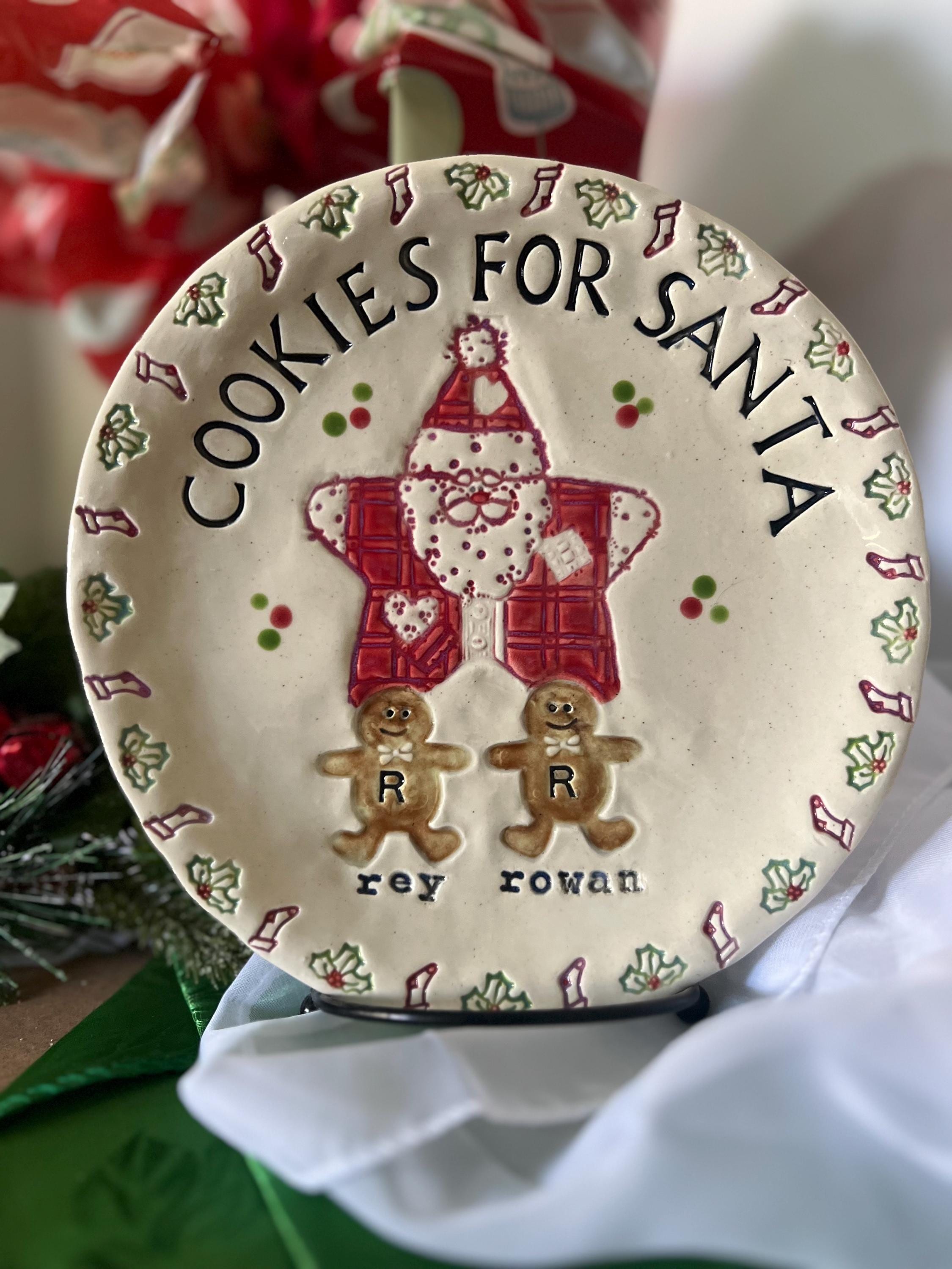 Custom Christmas Cookie Plate for Santa, Personalized Gingerbread Family Keepsake, view 5
