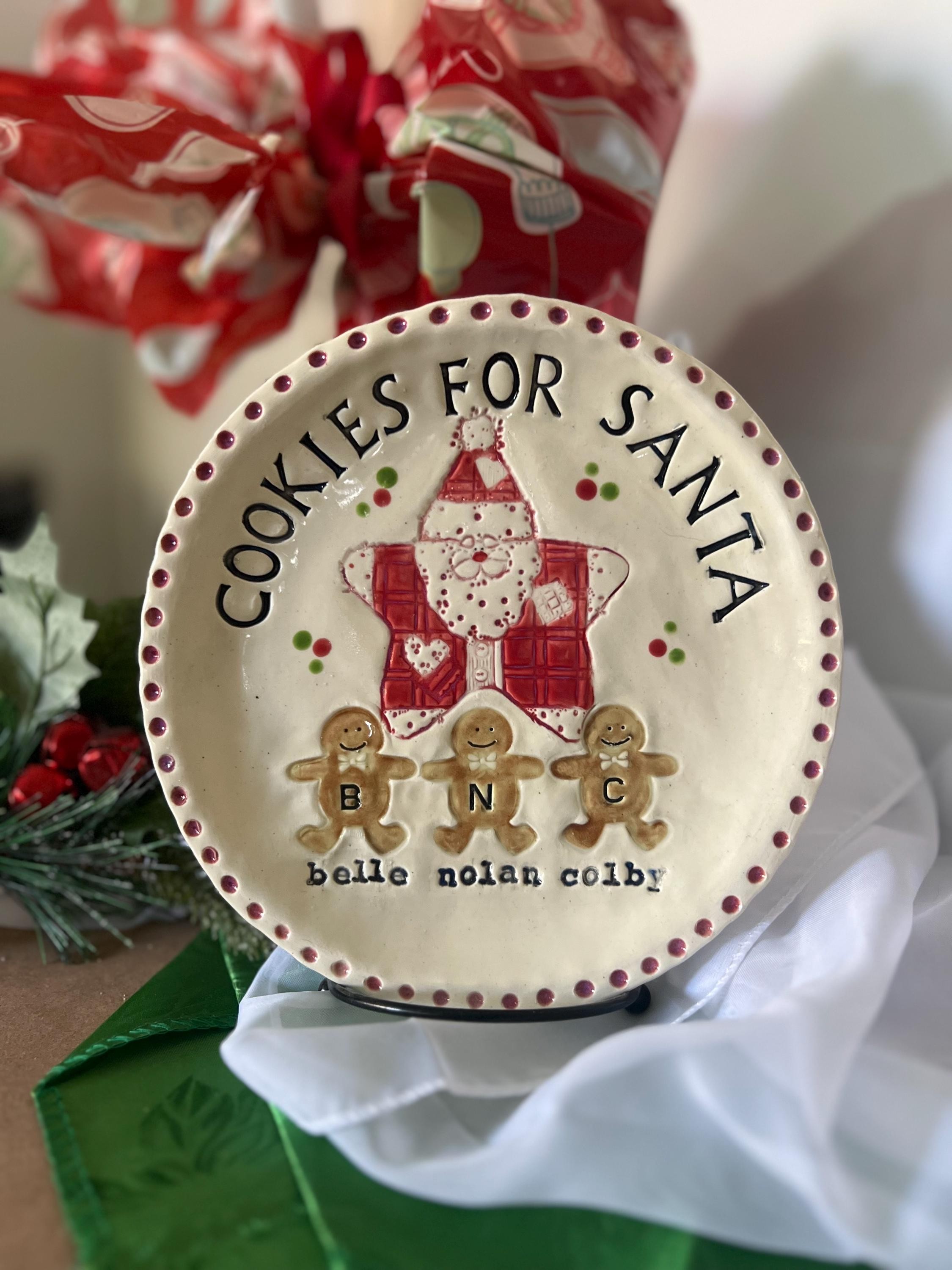 Custom Christmas Cookie Plate for Santa, Personalized Gingerbread Family Keepsake, view 6