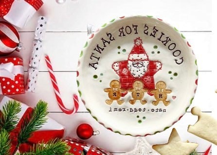 Custom Christmas Cookie Plate for Santa, Personalized Gingerbread Family Keepsake, view 7