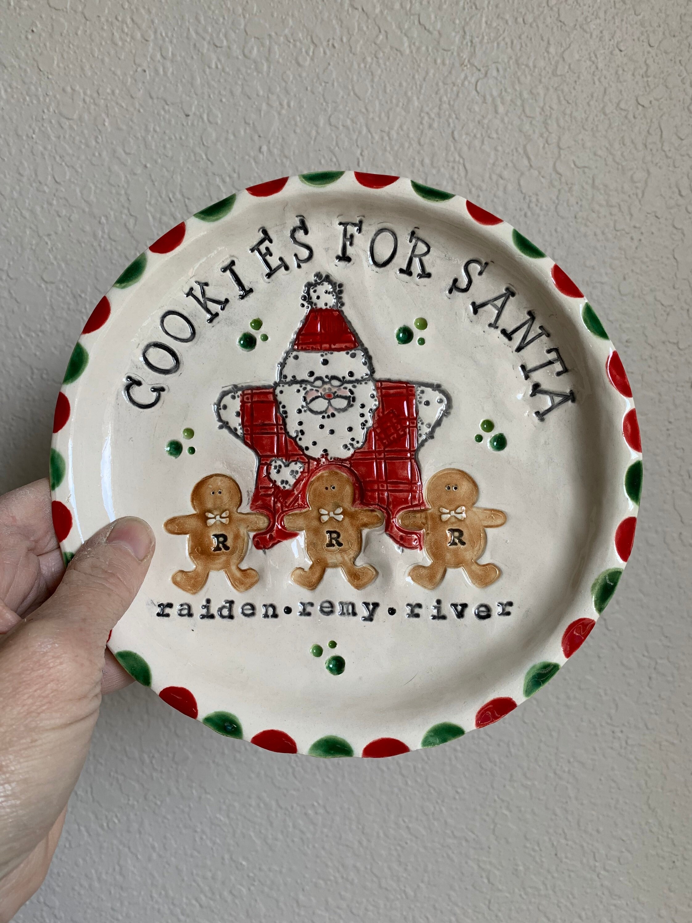 Custom Christmas Cookie Plate for Santa, Personalized Gingerbread Family Keepsake, view 8