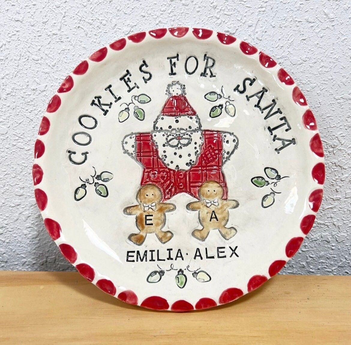 Custom Christmas Cookie Plate for Santa, Personalized Gingerbread Family Keepsake, view 9