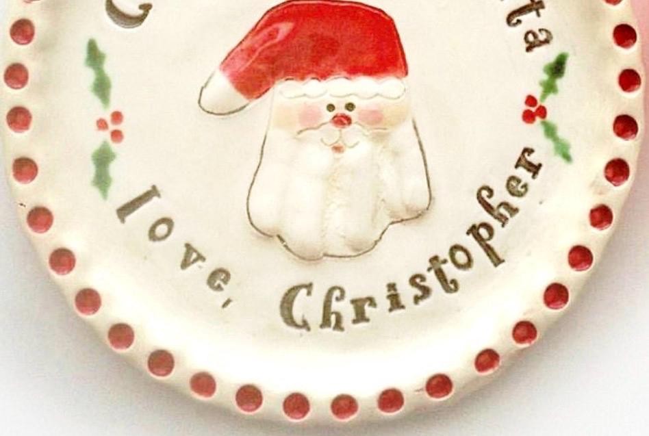 Children’s Christmas Plate, Child’s Cookie Plate , Personalized Plate , Hand and footprint Plate, view 10