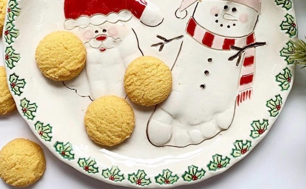 Children’s Christmas Plate, Child’s Cookie Plate , Personalized Plate , Hand and footprint Plate, view 11