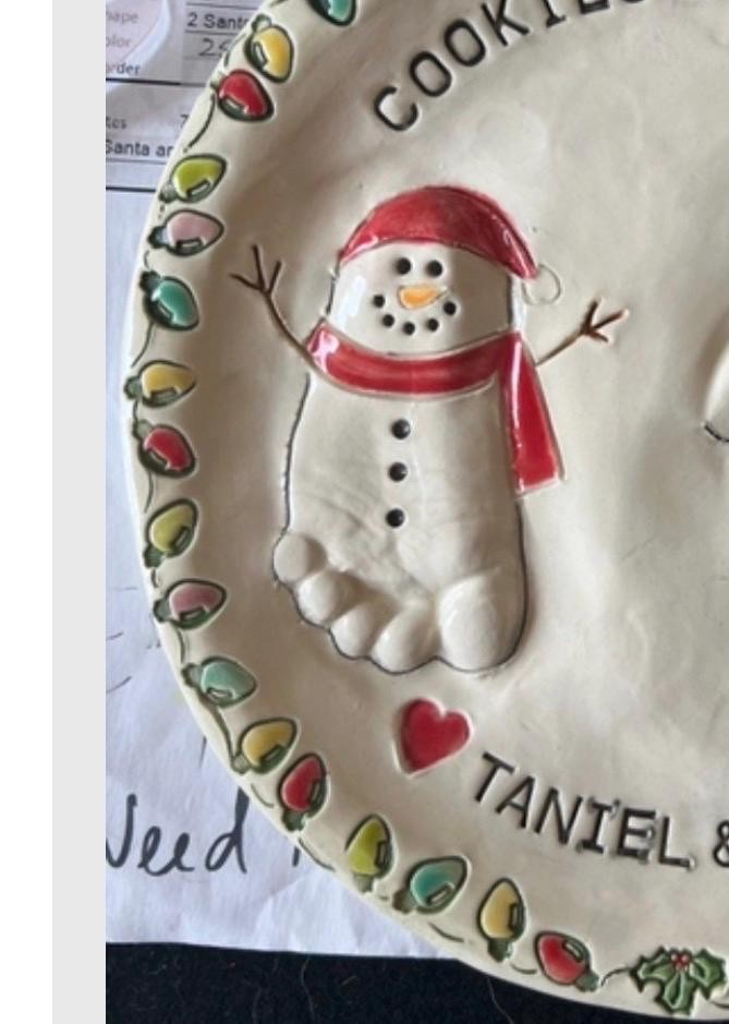 Children’s Christmas Plate, Child’s Cookie Plate , Personalized Plate , Hand and footprint Plate, view 12