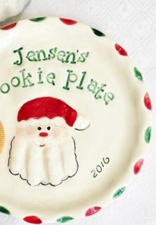 Children’s Christmas Plate, Child’s Cookie Plate , Personalized Plate , Hand and footprint Plate, view 13