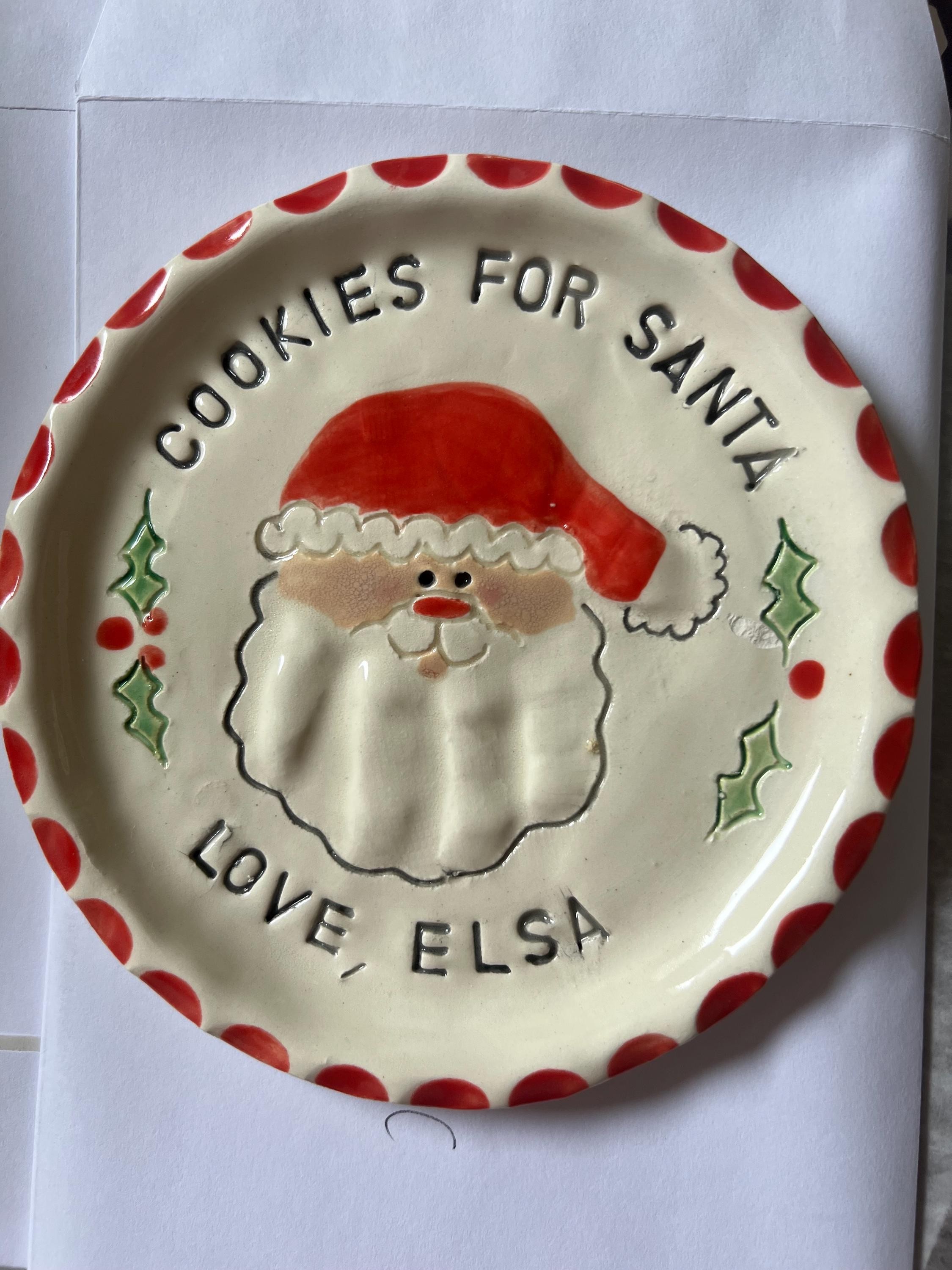 Children’s Christmas Plate, Child’s Cookie Plate , Personalized Plate , Hand and footprint Plate, view 16