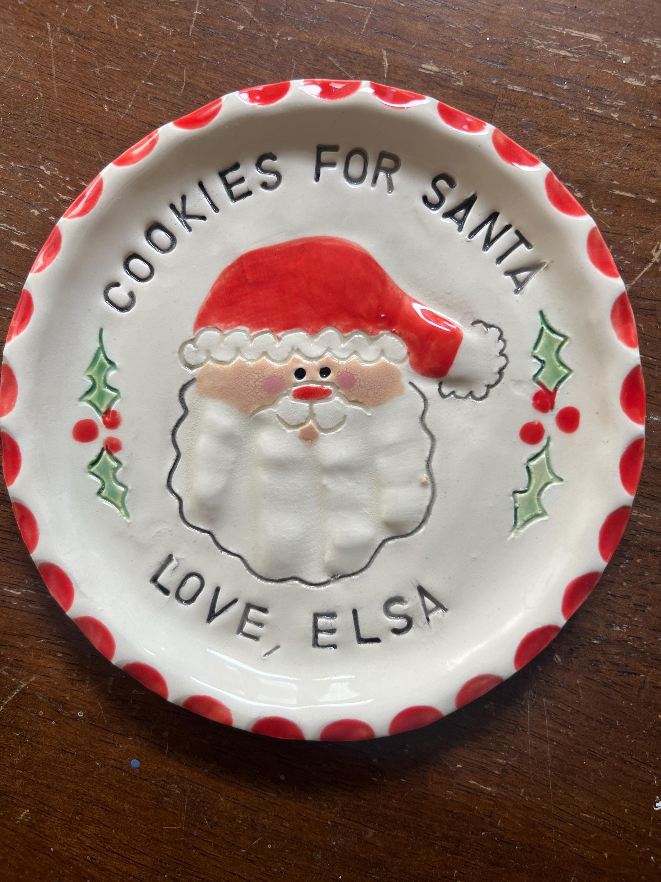 Children’s Christmas Plate, Child’s Cookie Plate , Personalized Plate , Hand and footprint Plate, view 17