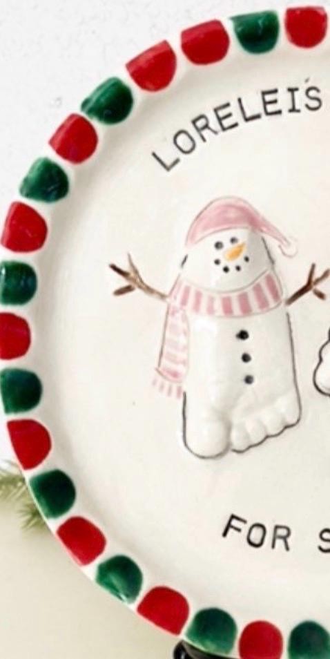 Children’s Christmas Plate, Child’s Cookie Plate , Personalized Plate , Hand and footprint Plate, view 8