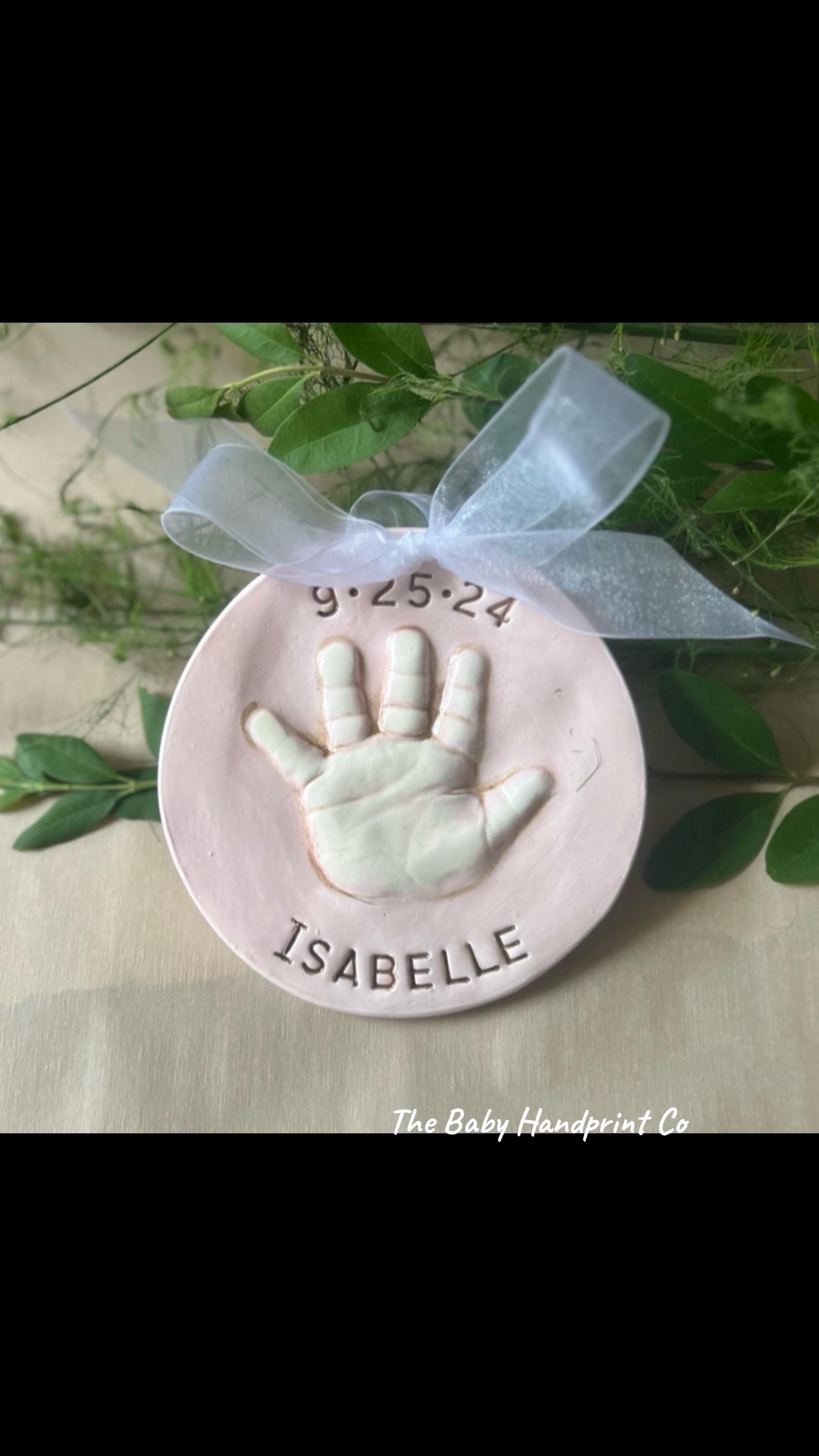 Baby Hand Print Ornament, Ceramic Handprint Keepsake Ornament - Newborn Heirloom Hand Print Ornament - New Baby Memento Ornament, view 13