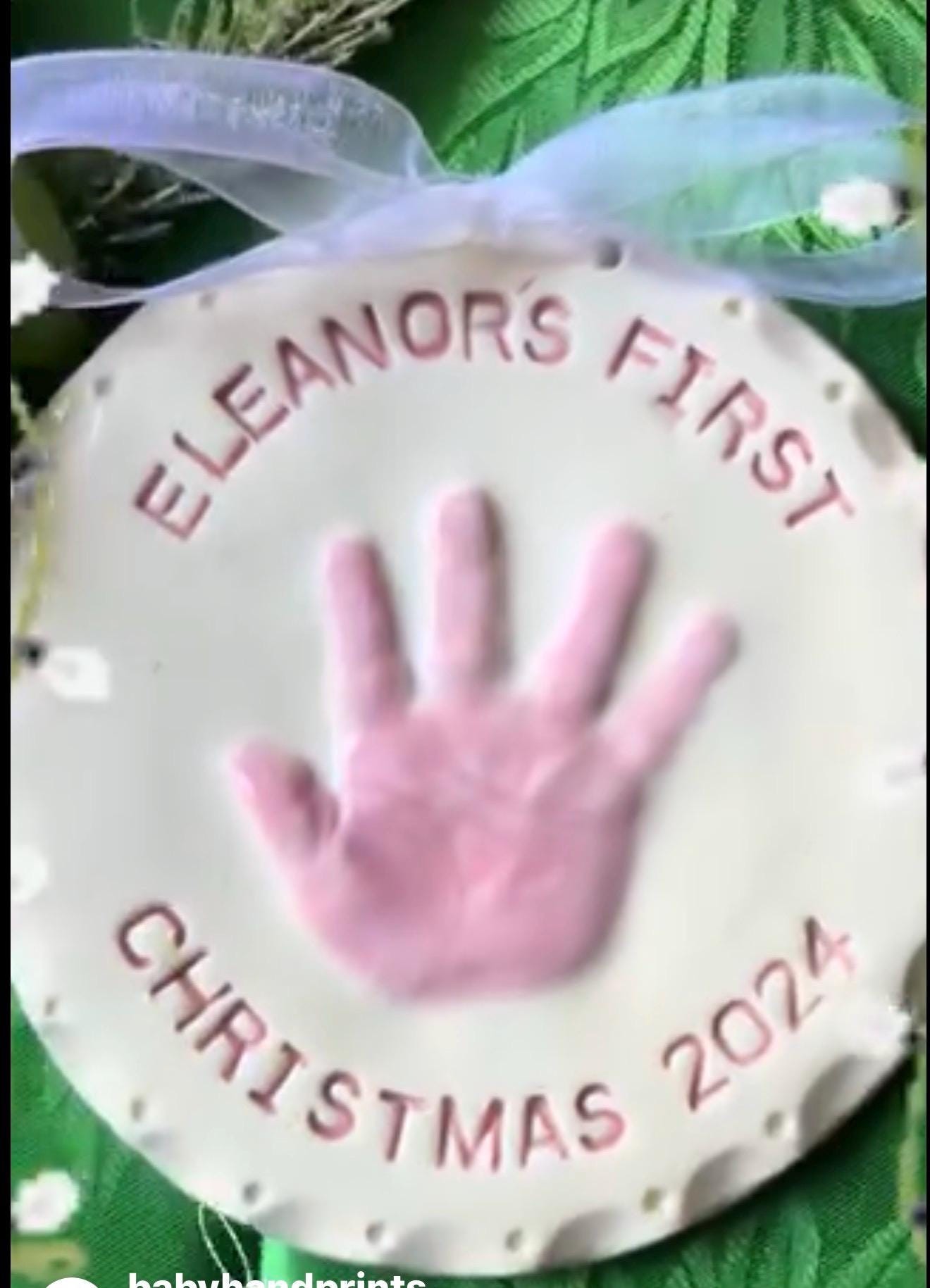 Baby Hand Print Ornament, Ceramic Handprint Keepsake Ornament - Newborn Heirloom Hand Print Ornament - New Baby Memento Ornament, view 14