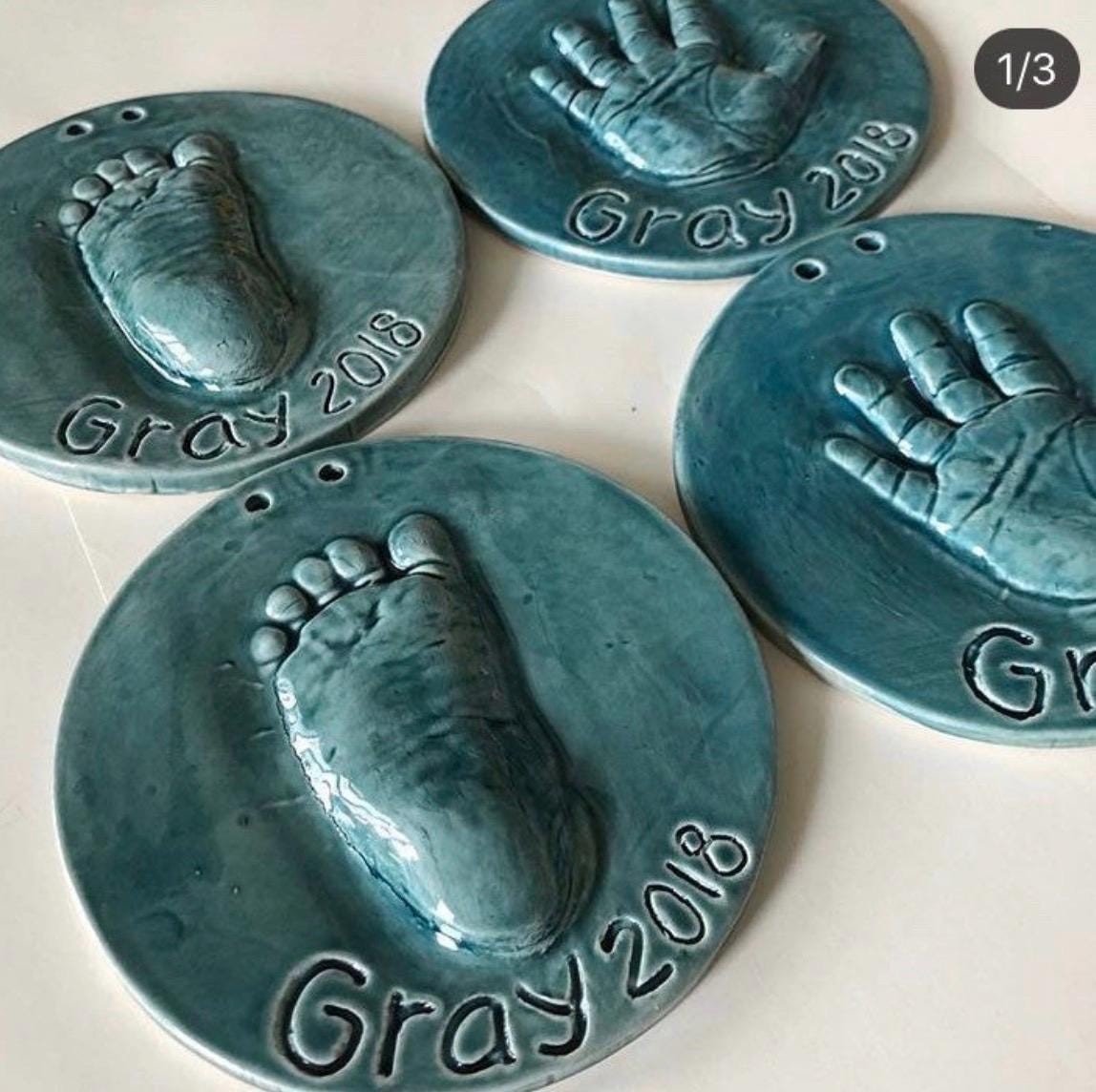 Baby Hand Print Ornament, Ceramic Handprint Keepsake Ornament - Newborn Heirloom Hand Print Ornament - New Baby Memento Ornament, view 16