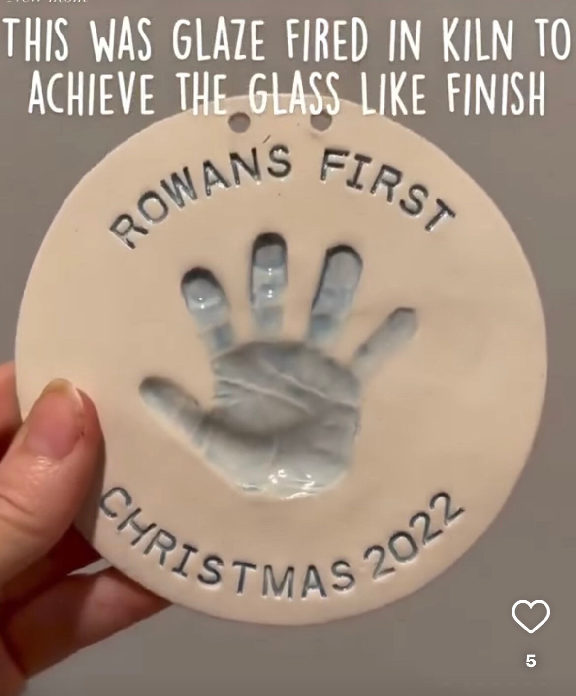 Imprint Hand Print Ornament Keepsake Christmas Ornament Baby Ornament - Handprint Gift Ceramic Memento - Newborn Baby Boy, view 5