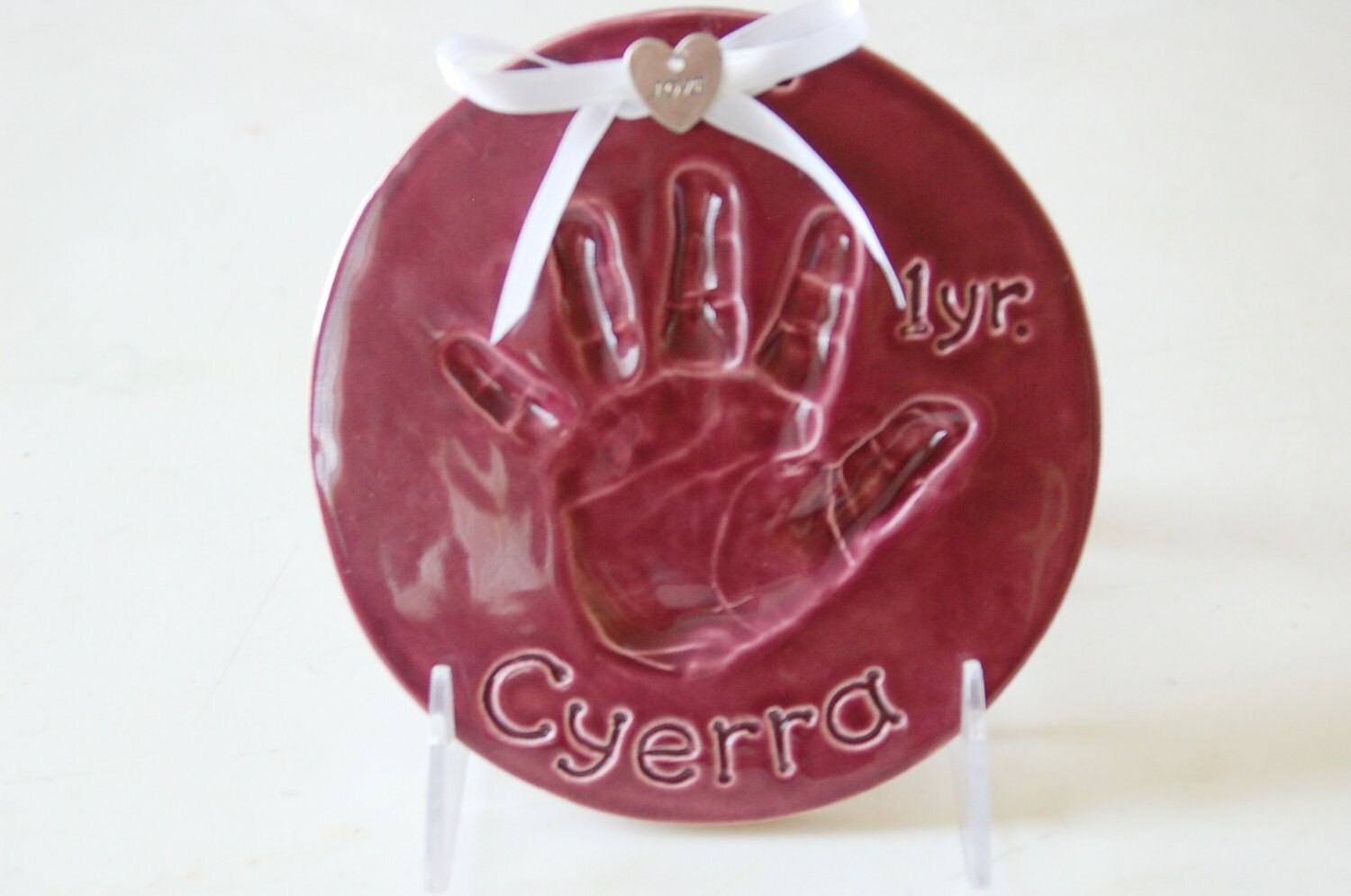 Imprint Hand Print Ornament Keepsake Christmas Ornament Baby Ornament - Handprint Gift Ceramic Memento - Newborn Baby Boy, view 6