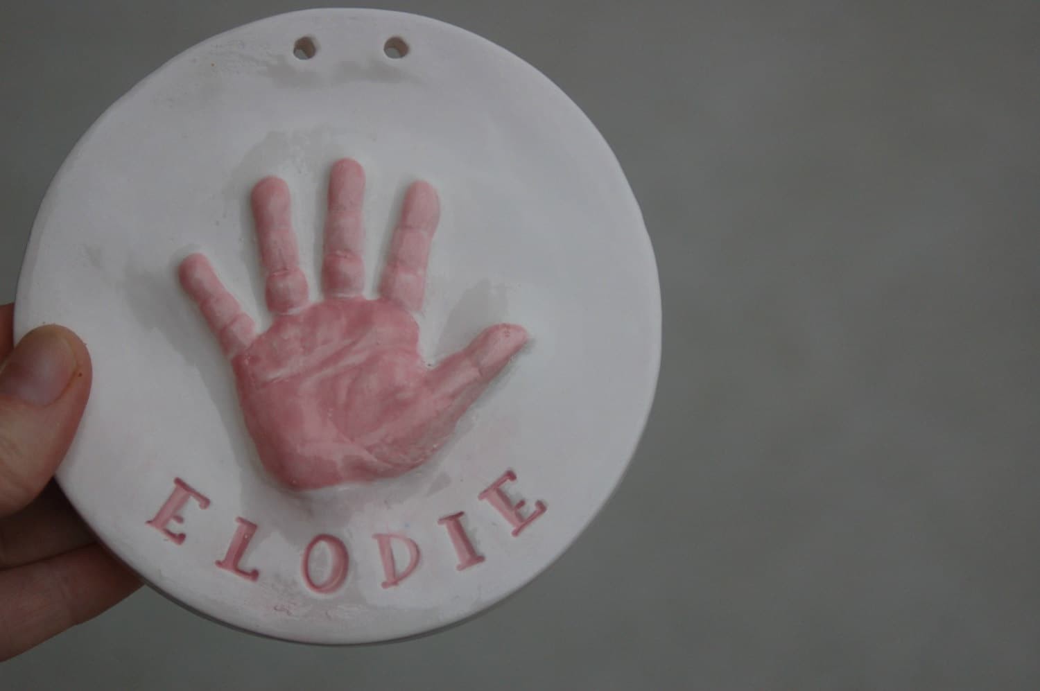 Imprint Hand Print Ornament Keepsake Christmas Ornament Baby Ornament - Handprint Gift Ceramic Memento - Newborn Baby Boy, view 9