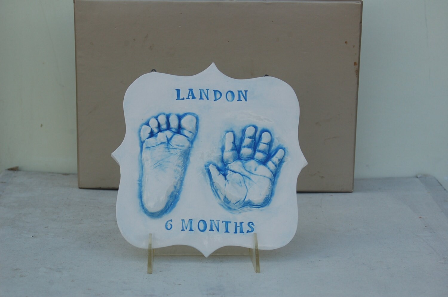 Ceramic Hand and Footprint Keepsake - Foot Print and Hand Print Ornament - New Expecting Mom Personalized Baby Gift, view 10
