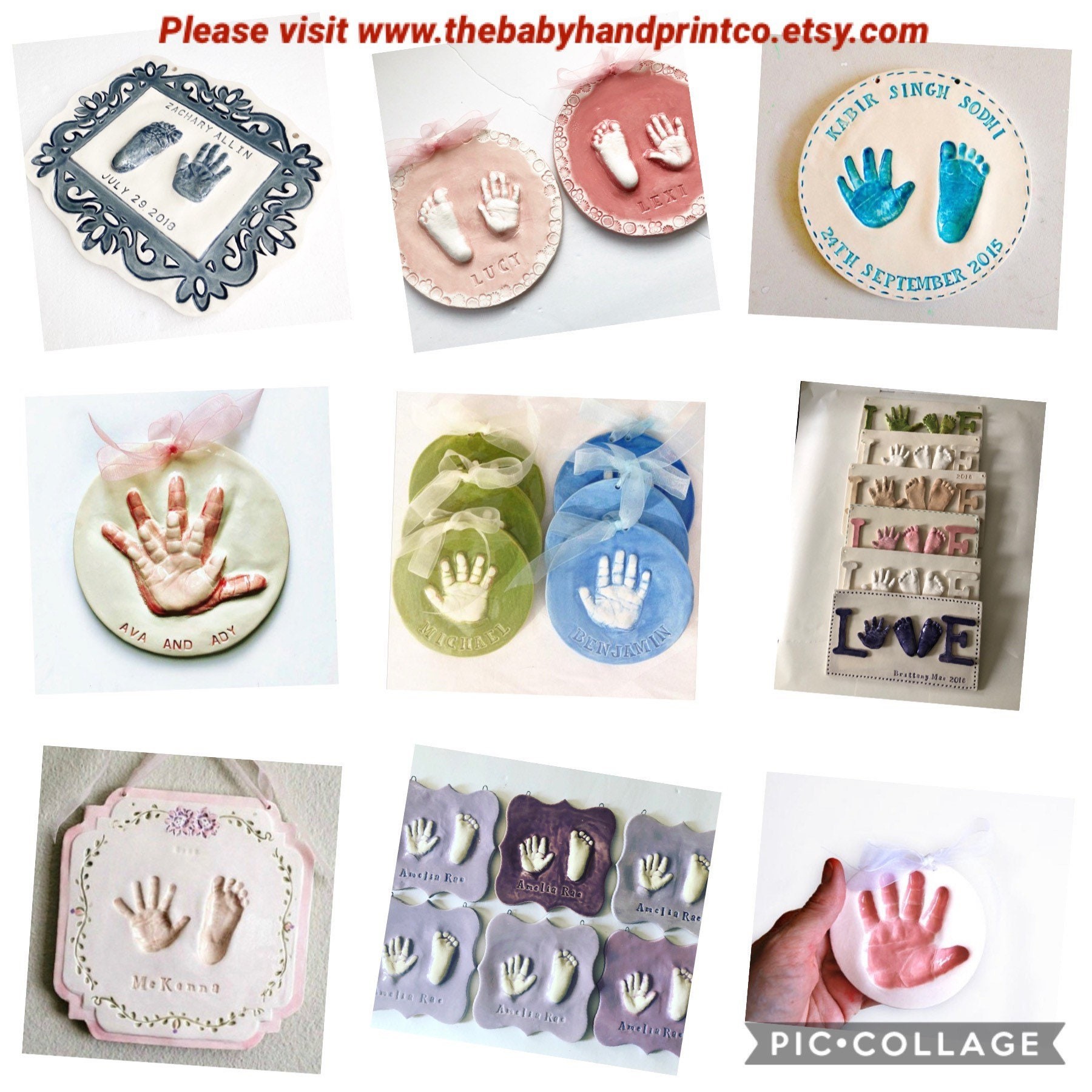 Ceramic Hand and Footprint Keepsake - Foot Print and Hand Print Ornament - New Expecting Mom Personalized Baby Gift, view 13