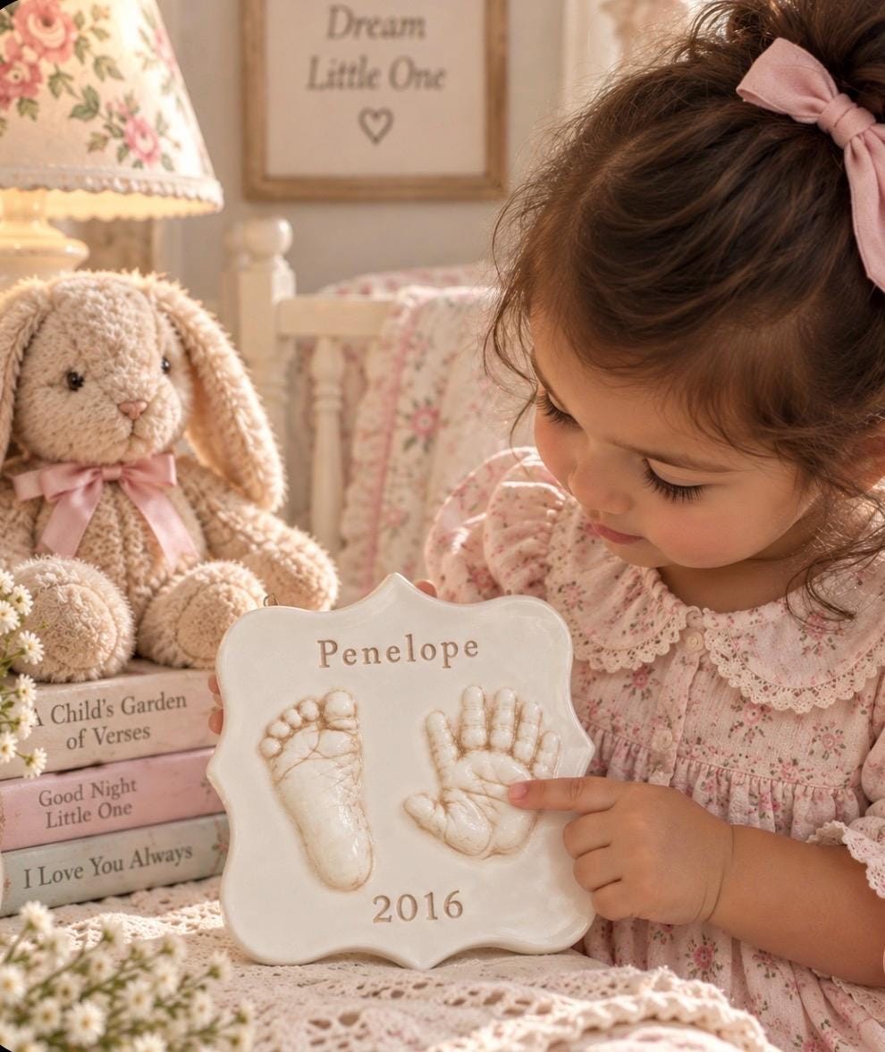 Ceramic Hand and Footprint Keepsake - Foot Print and Hand Print Ornament - New Expecting Mom Personalized Baby Gift, view 14