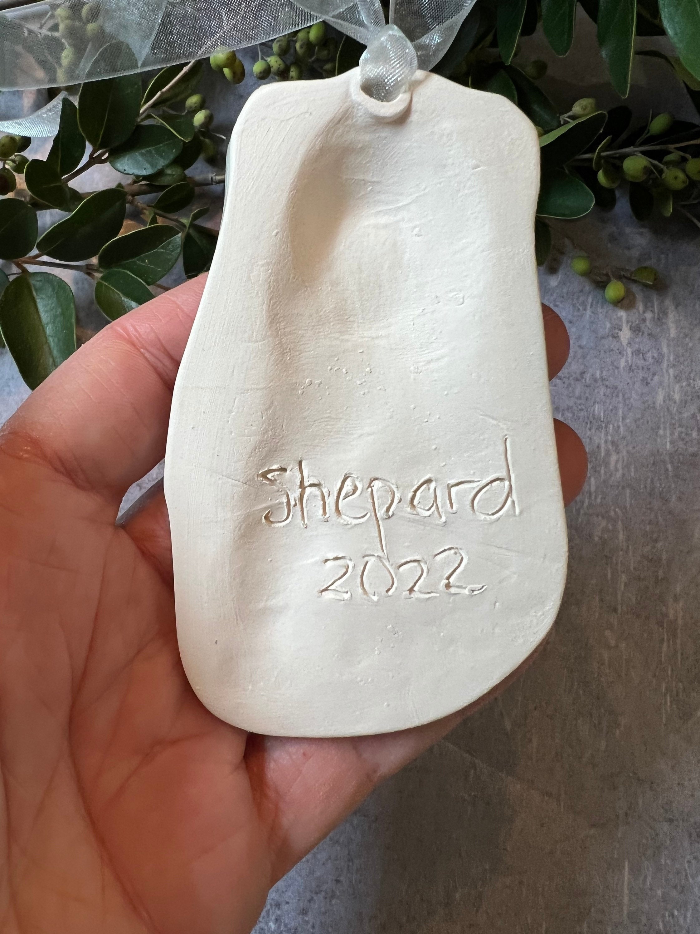 Baby Footprint ornament - Footprint Bear Ornament - Kids ornament - foot Print Bear Ornament, view 10