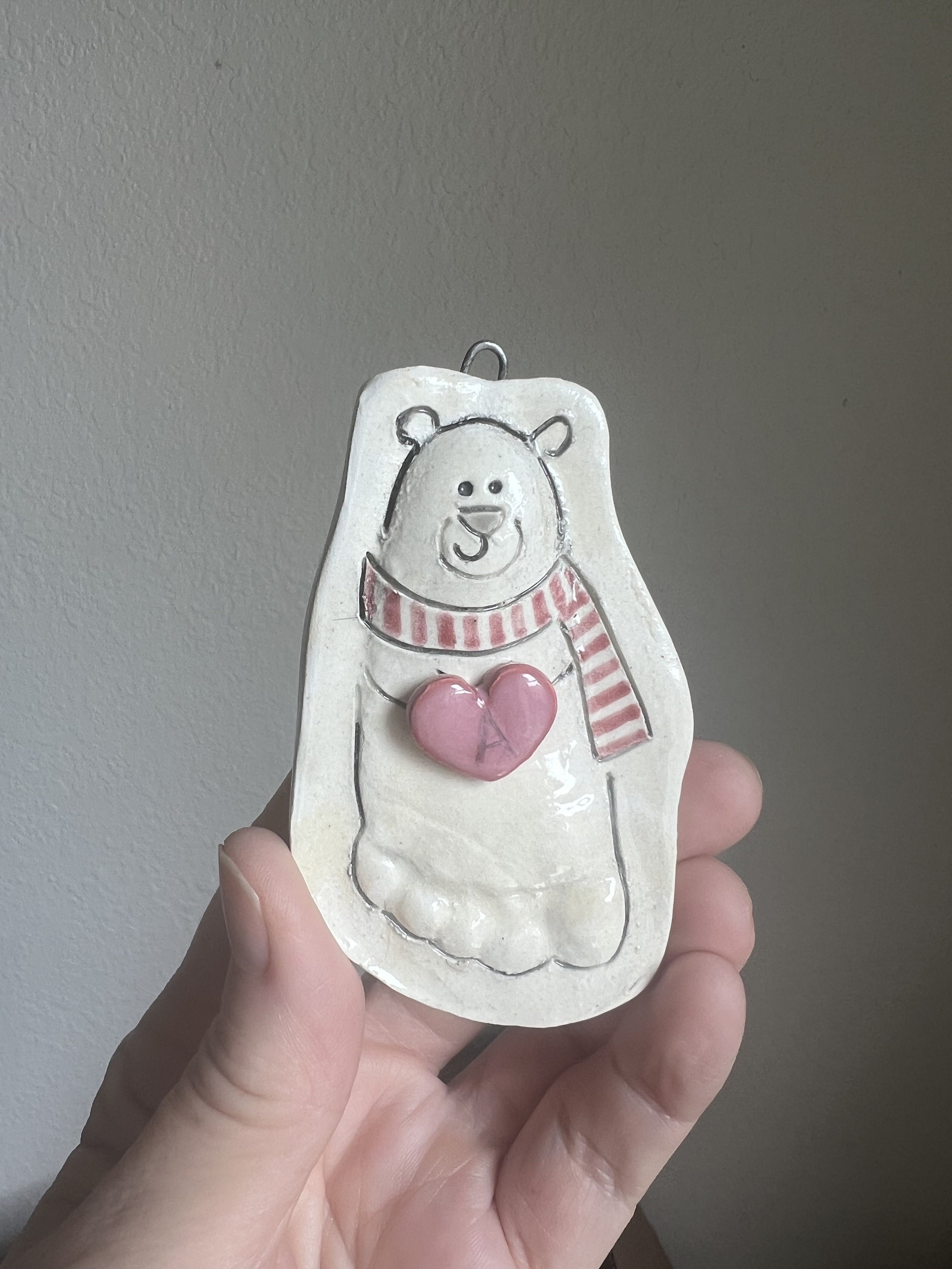 Baby Footprint ornament - Footprint Bear Ornament - Kids ornament - foot Print Bear Ornament, view 5