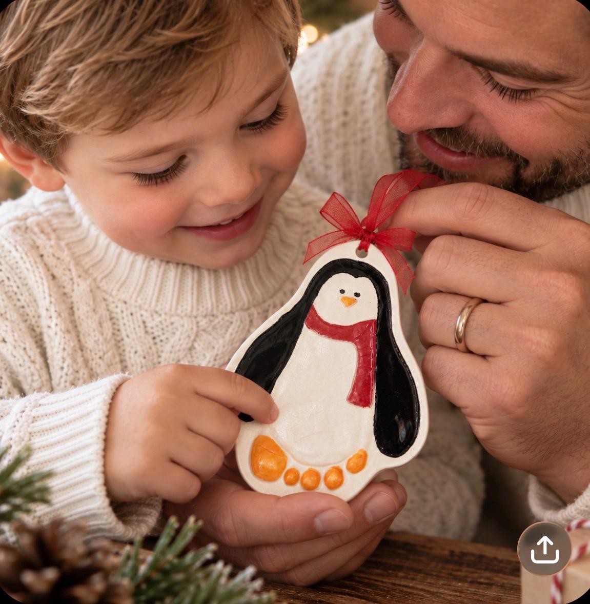 Baby Ornament , Baby Penguin footprint , Baby Keepsake Ornament, Penguin Footprint, view 2