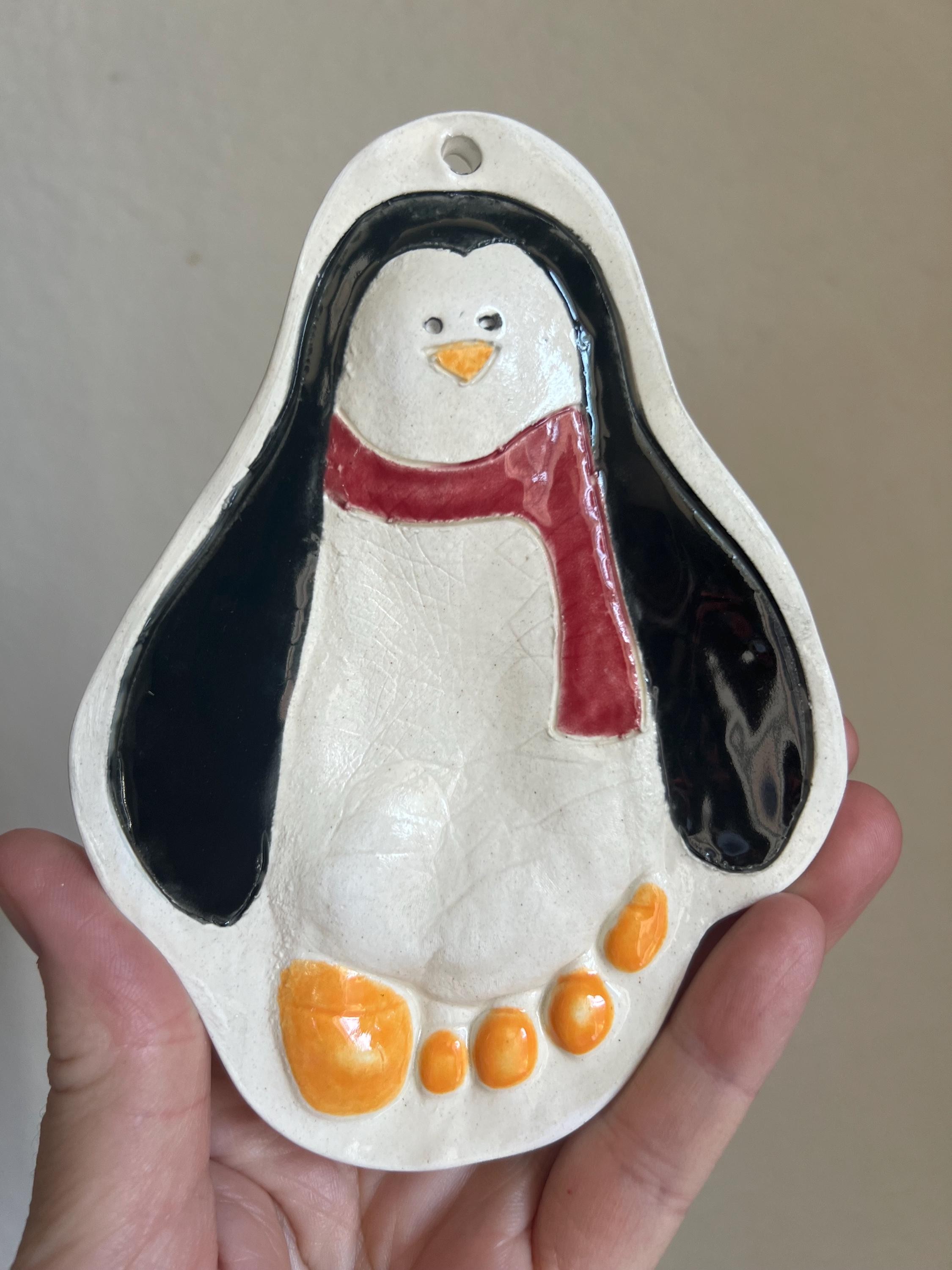 Baby Ornament , Baby Penguin footprint , Baby Keepsake Ornament, Penguin Footprint, view 4