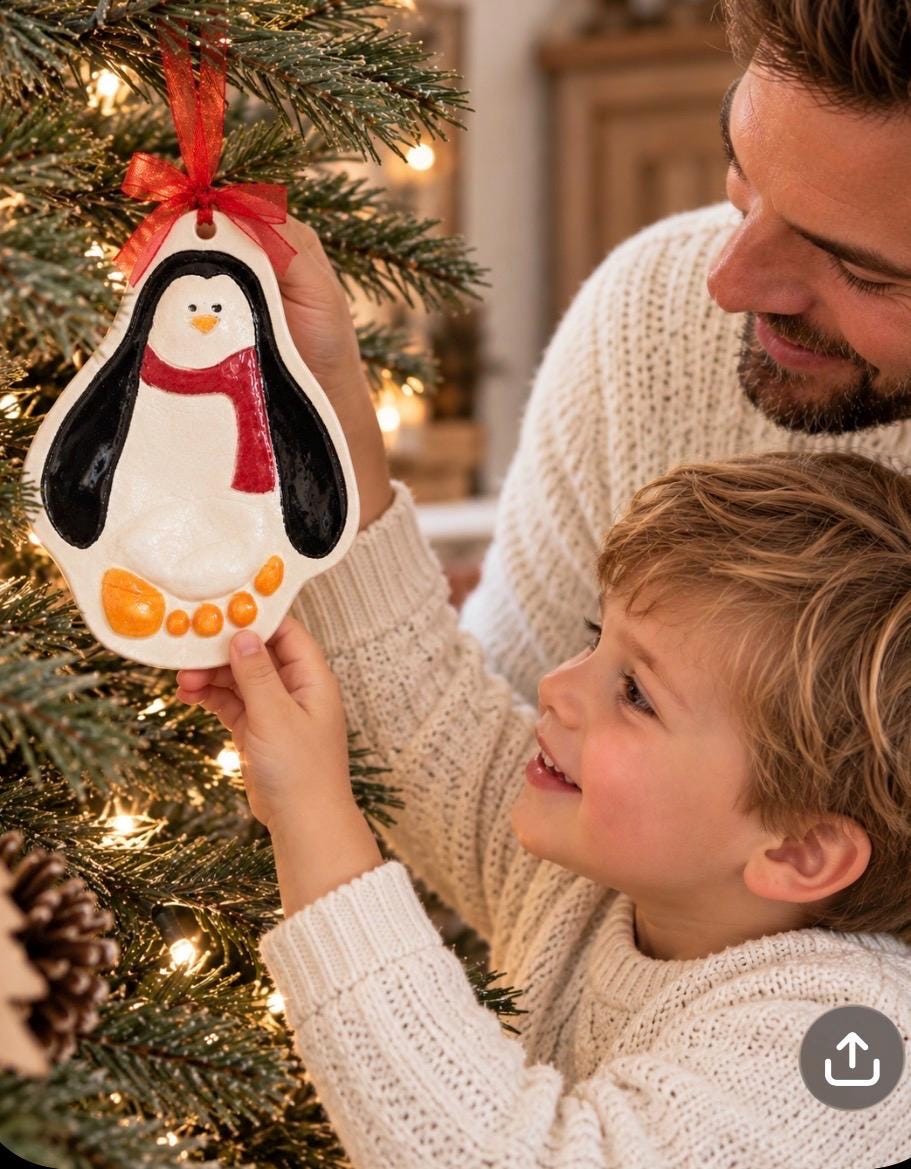 Baby Ornament , Baby Penguin footprint , Baby Keepsake Ornament, Penguin Footprint, view 9