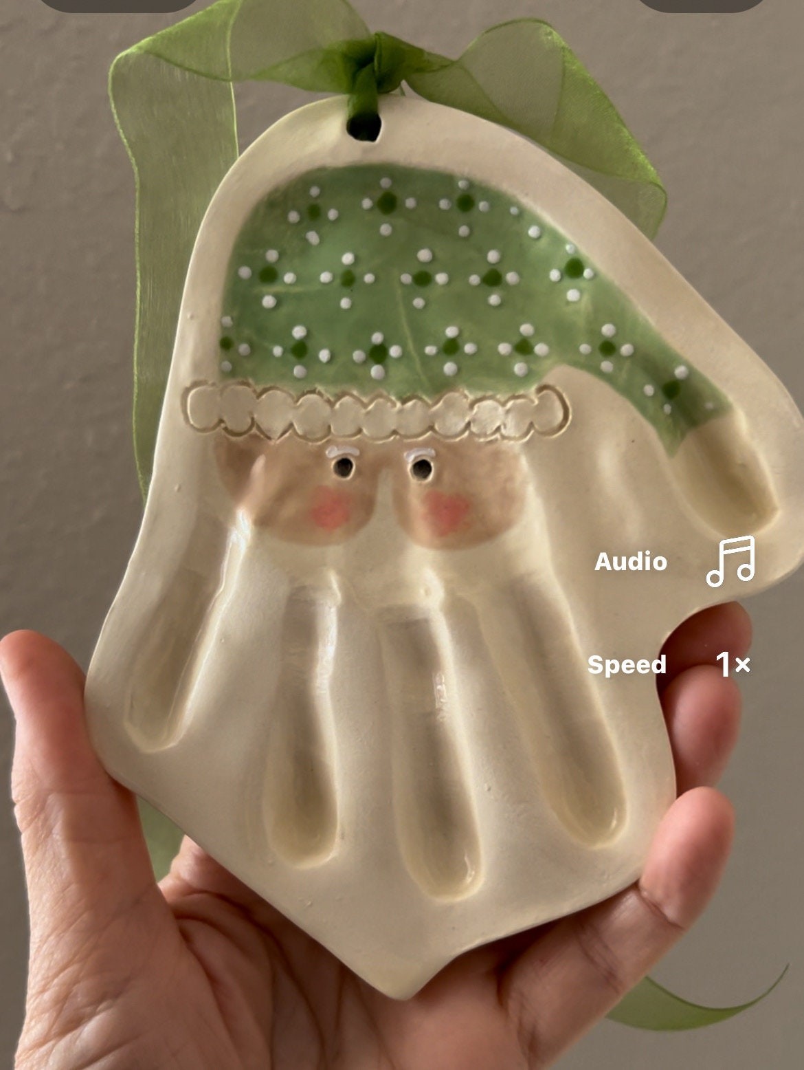Folk Art Handprint Santa Ornament, Custom Baby Ornament, Handprint Ornament, view 10