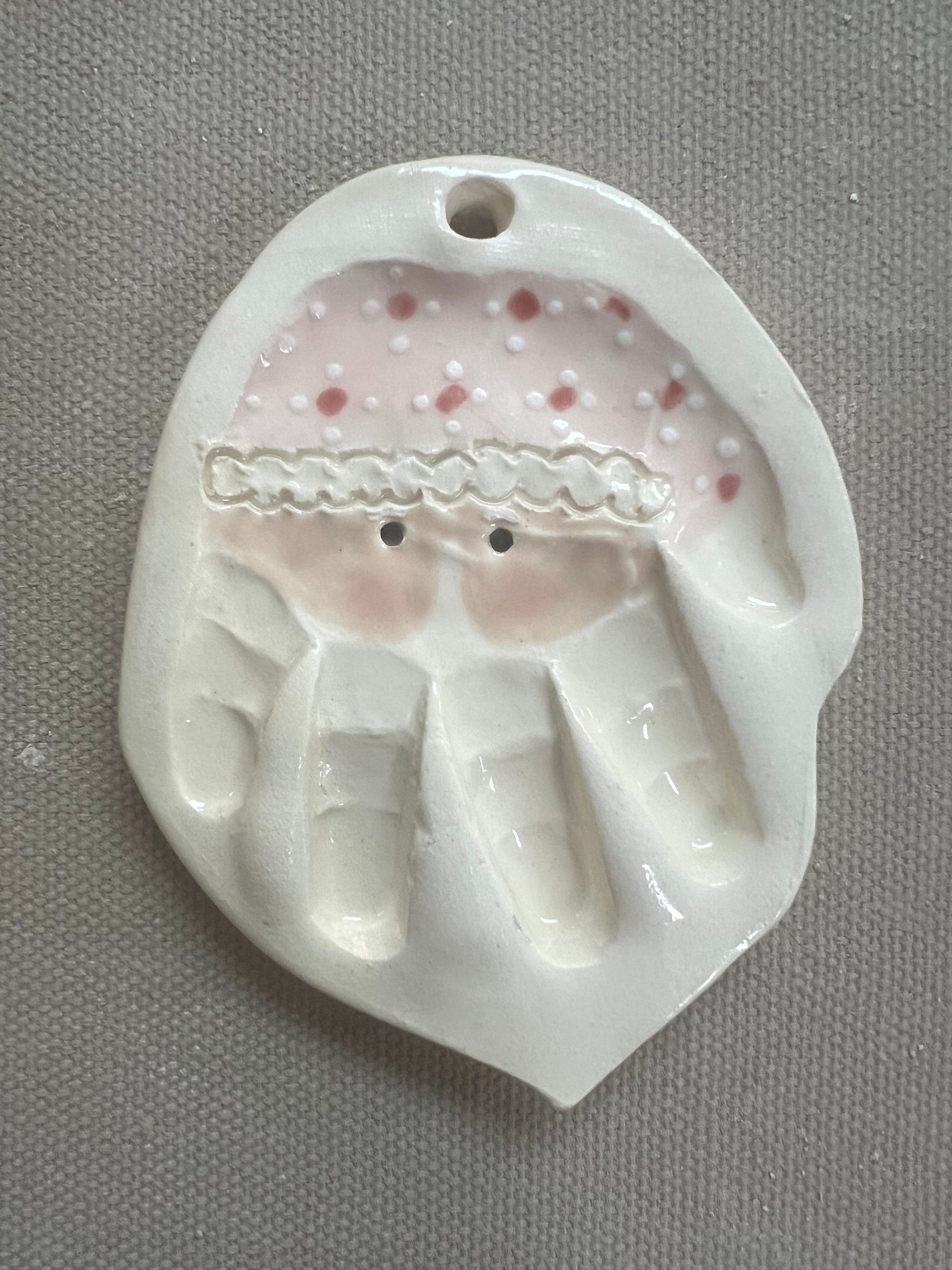 Folk Art Handprint Santa Ornament, Custom Baby Ornament, Handprint Ornament, view 5