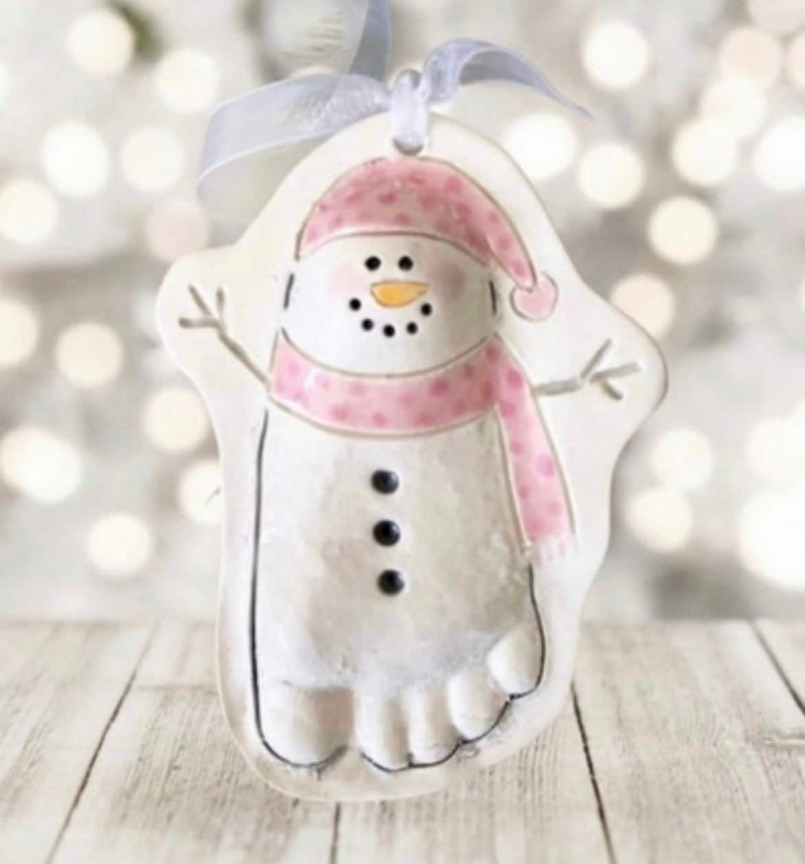 Footprint Ornament, Ceramic Foot Print Art, Custom Baby Footprint Gift, Custom Personalized Footprint Keepsake