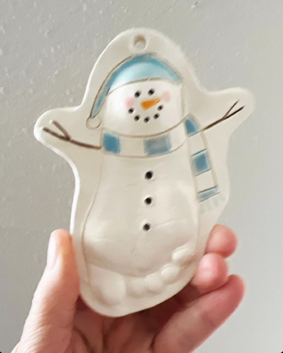 Footprint Ornament, Ceramic Foot Print Art, Custom Baby Footprint Gift, Custom Personalized Footprint Keepsake, view 3