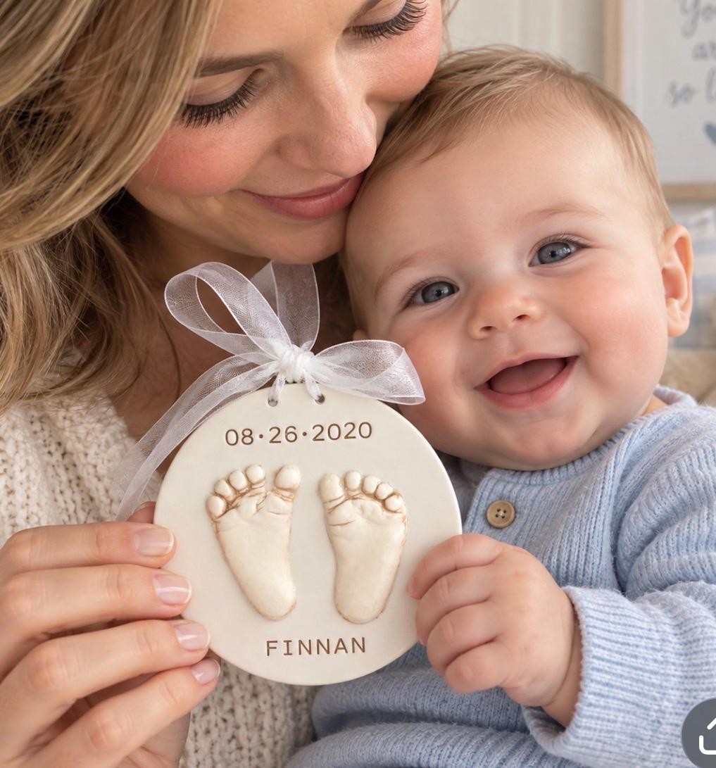 Hand and Footprint Ornament – Newborn Keepsake Present (4.5 inches), view 2