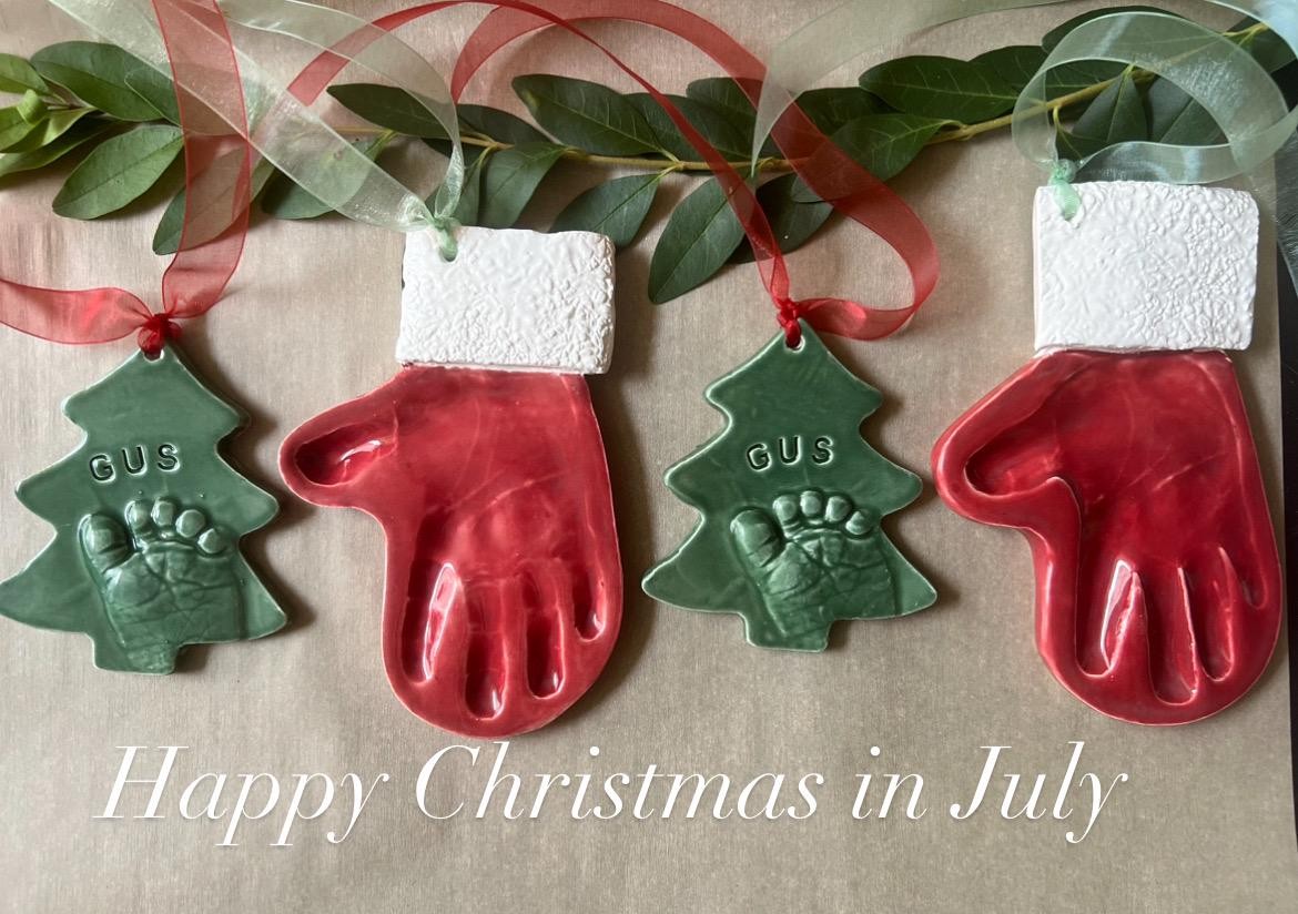Baby Footprint Christmas Tree Ornament Keepsake, Personalized Ceramic Ornament, view 11