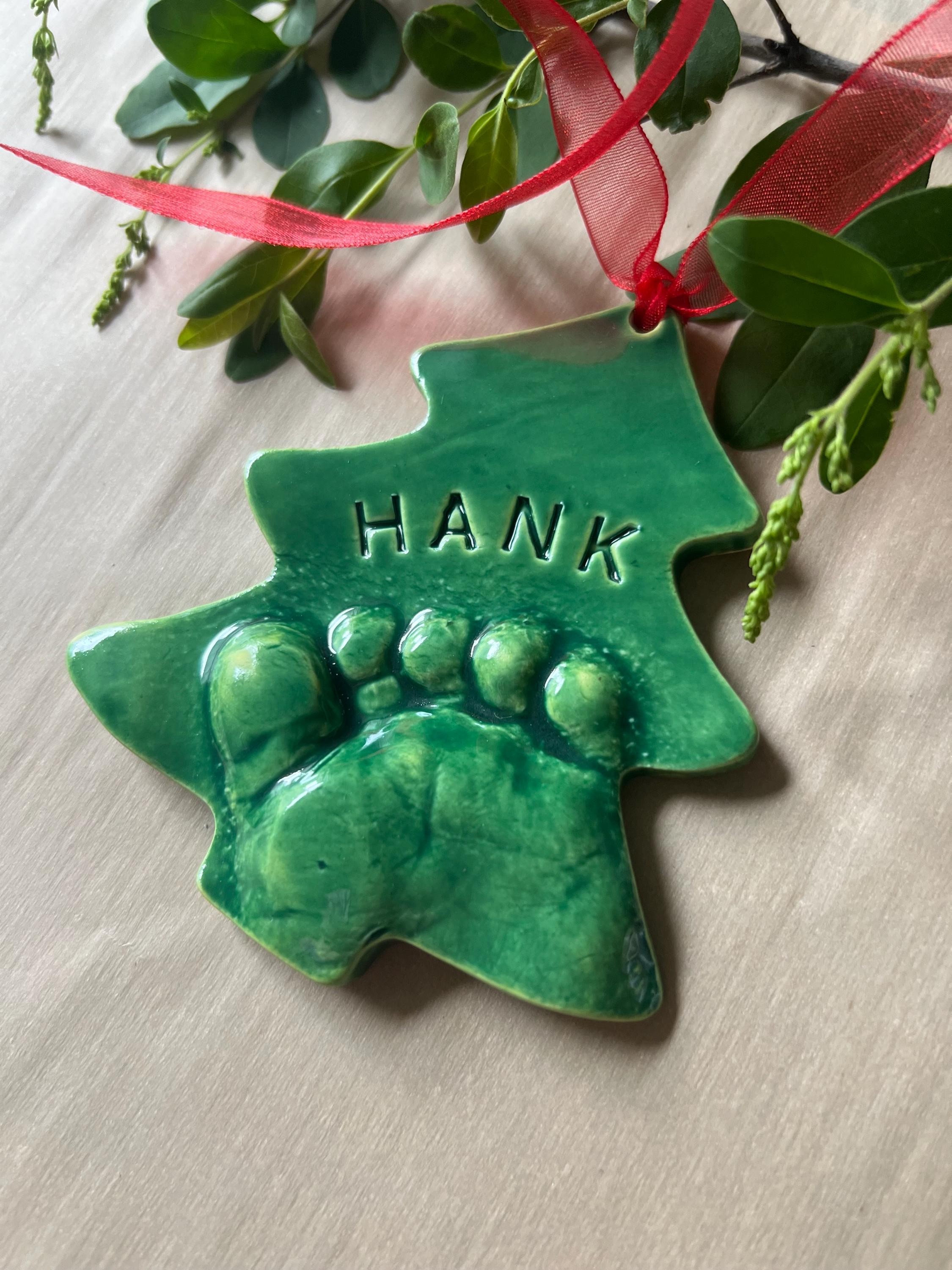 Baby Footprint Christmas Tree Ornament Keepsake, Personalized Ceramic Ornament, view 6