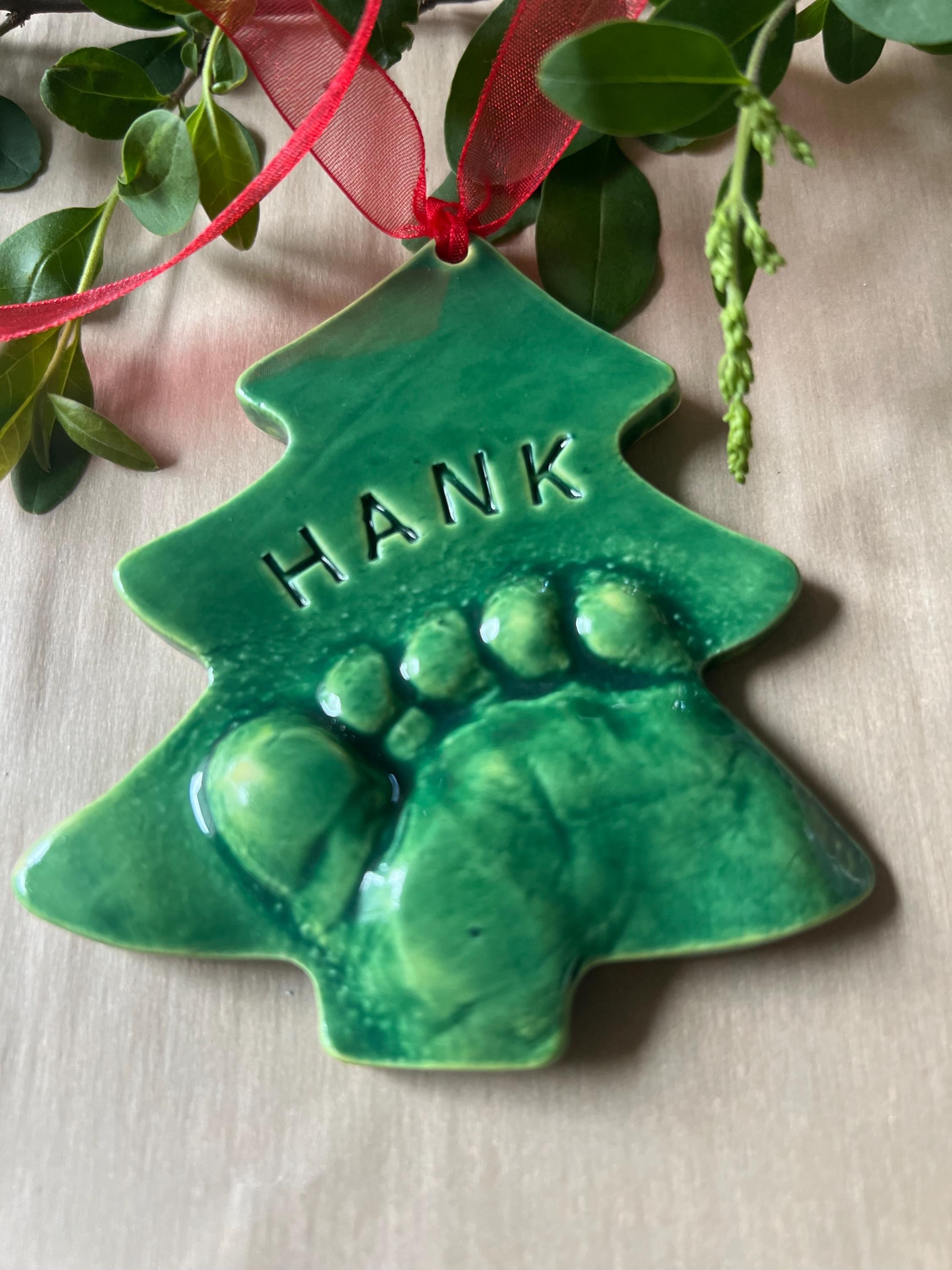 Baby Footprint Christmas Tree Ornament Keepsake, Personalized Ceramic Ornament, view 9