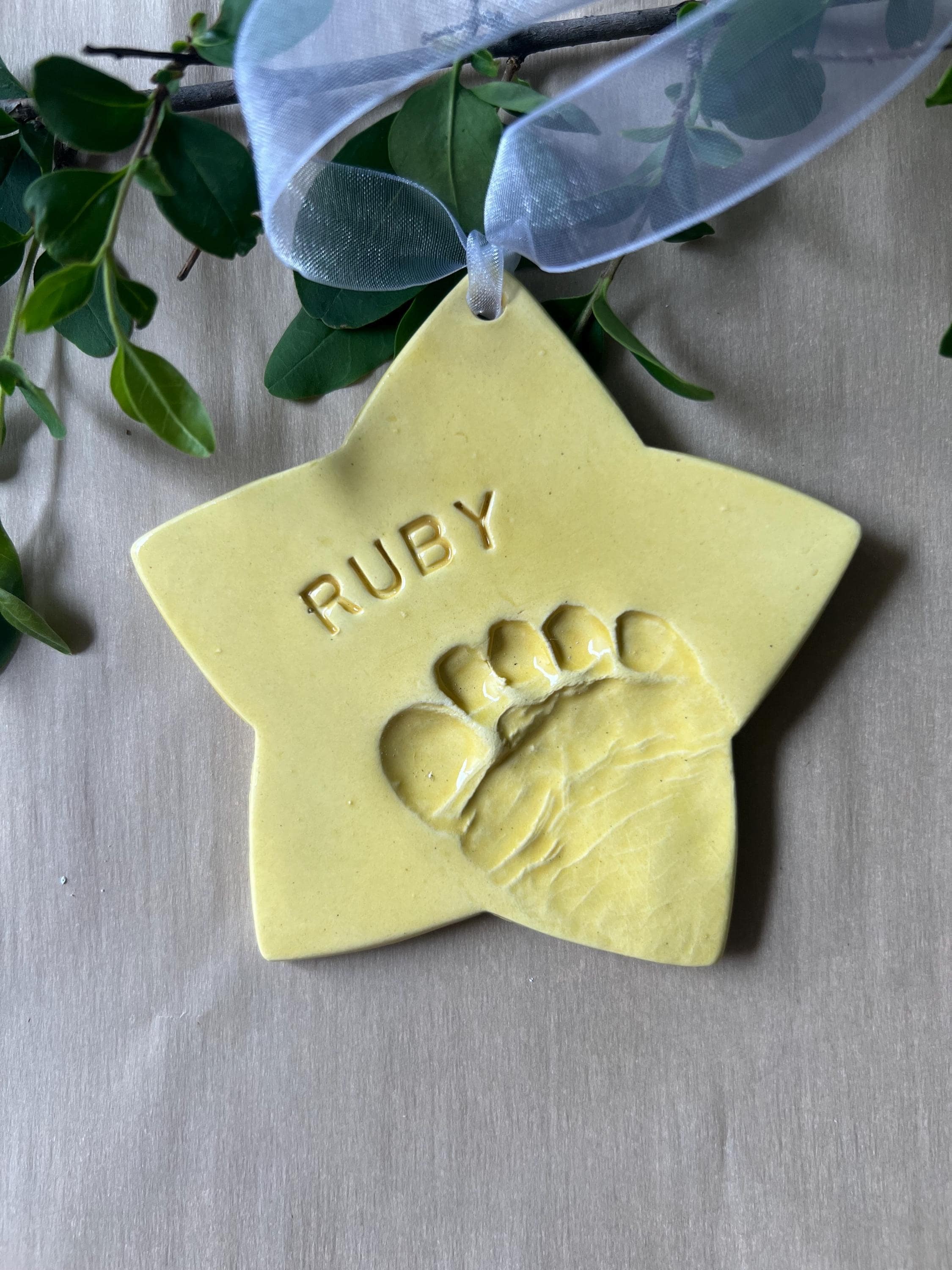 Personalized Star Baby Footprint Ornament Keepsake