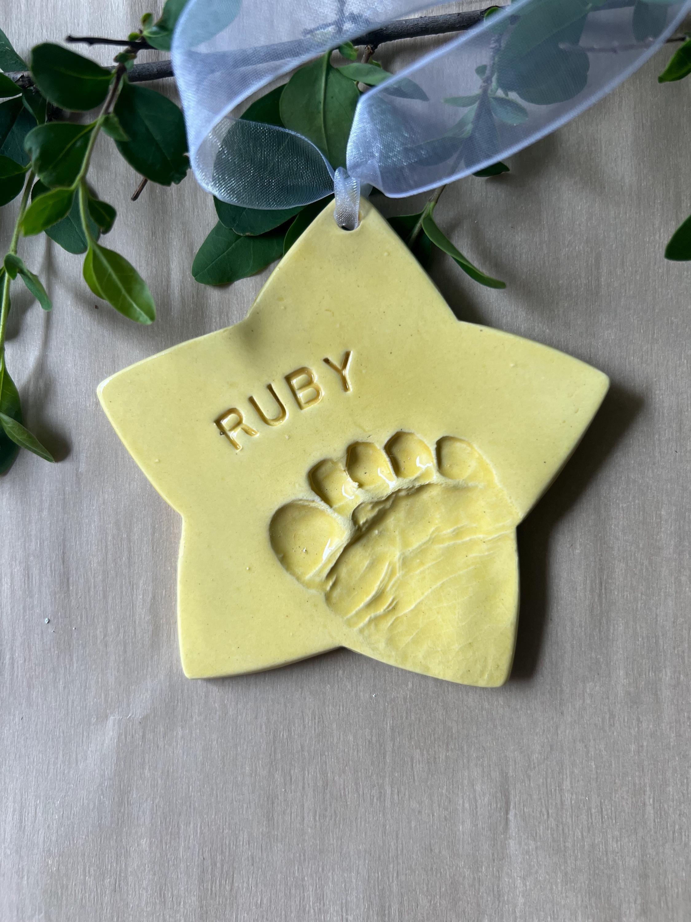 Personalized Star Baby Footprint Ornament Keepsake, view 3