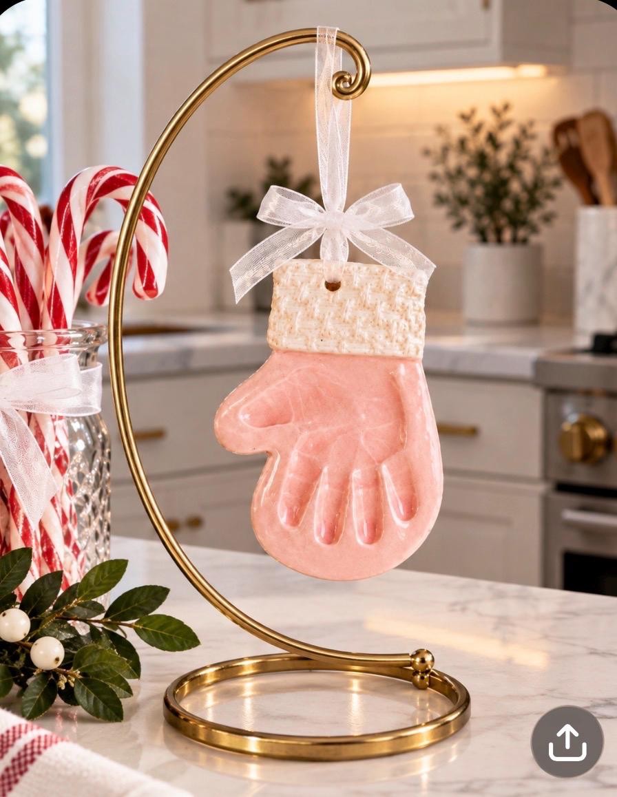 Custom Baby Handprint Mitten Ornament, Keepsake Mold Kit