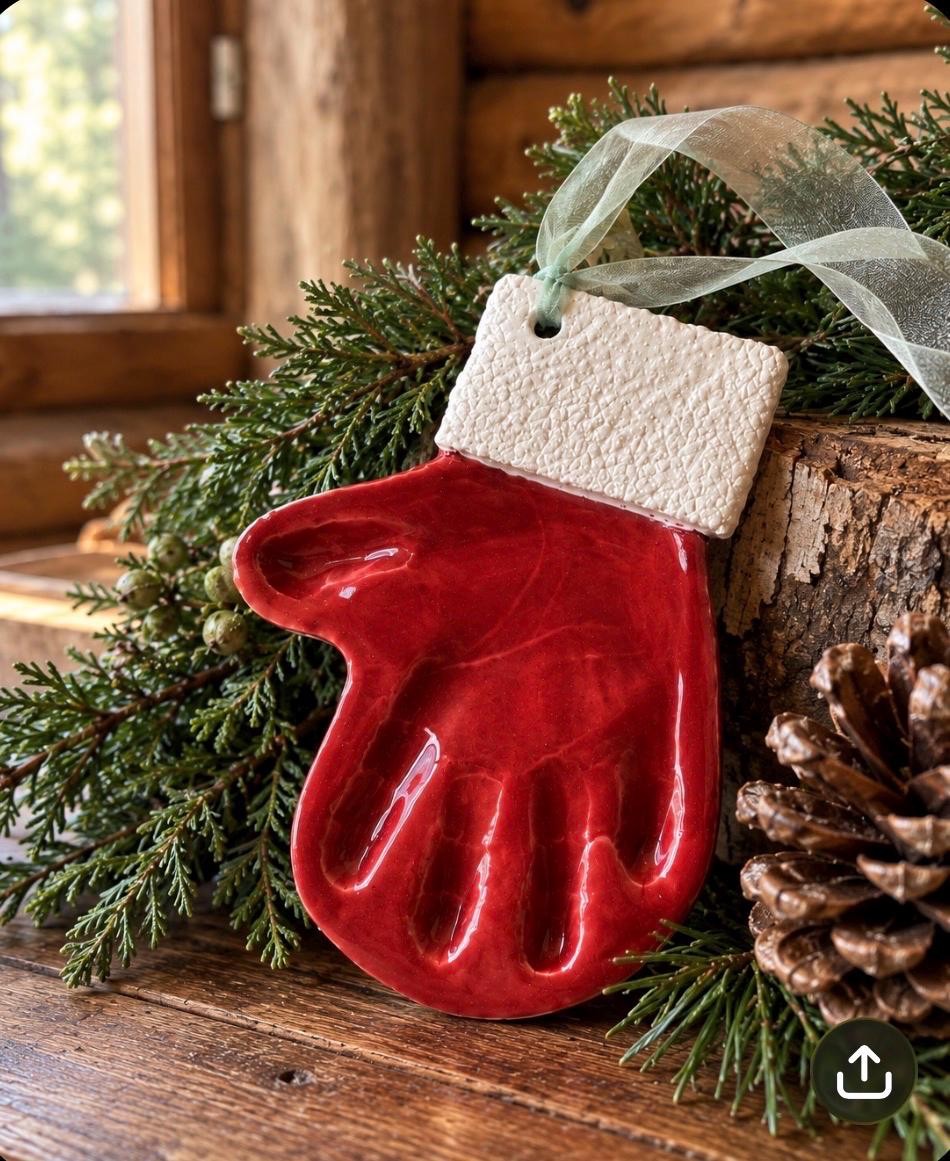 Custom Baby Handprint Mitten Ornament, Keepsake Mold Kit, view 3