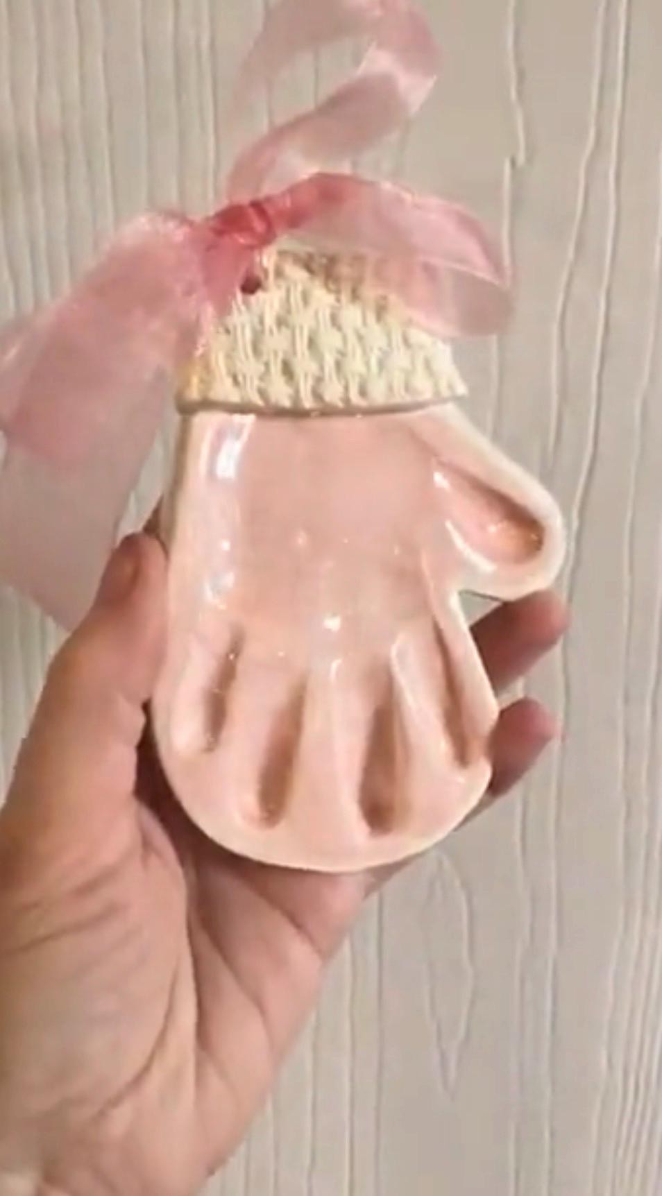 Custom Baby Handprint Mitten Ornament, Keepsake Mold Kit, view 9