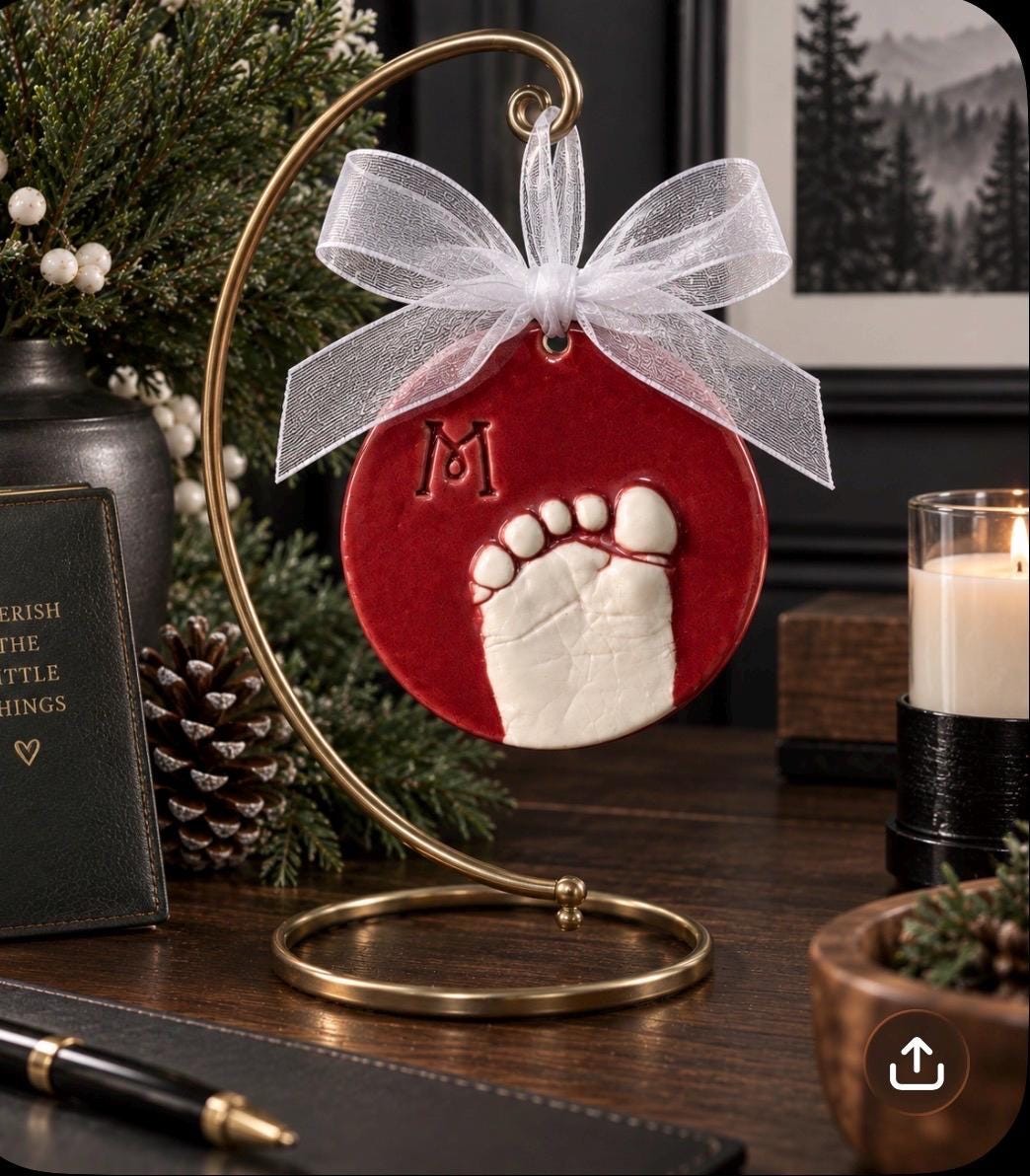 One Tiny Toe Footprint Ornament Keepsake, Tiny Toe Print Mold, Baby Ornament Gift